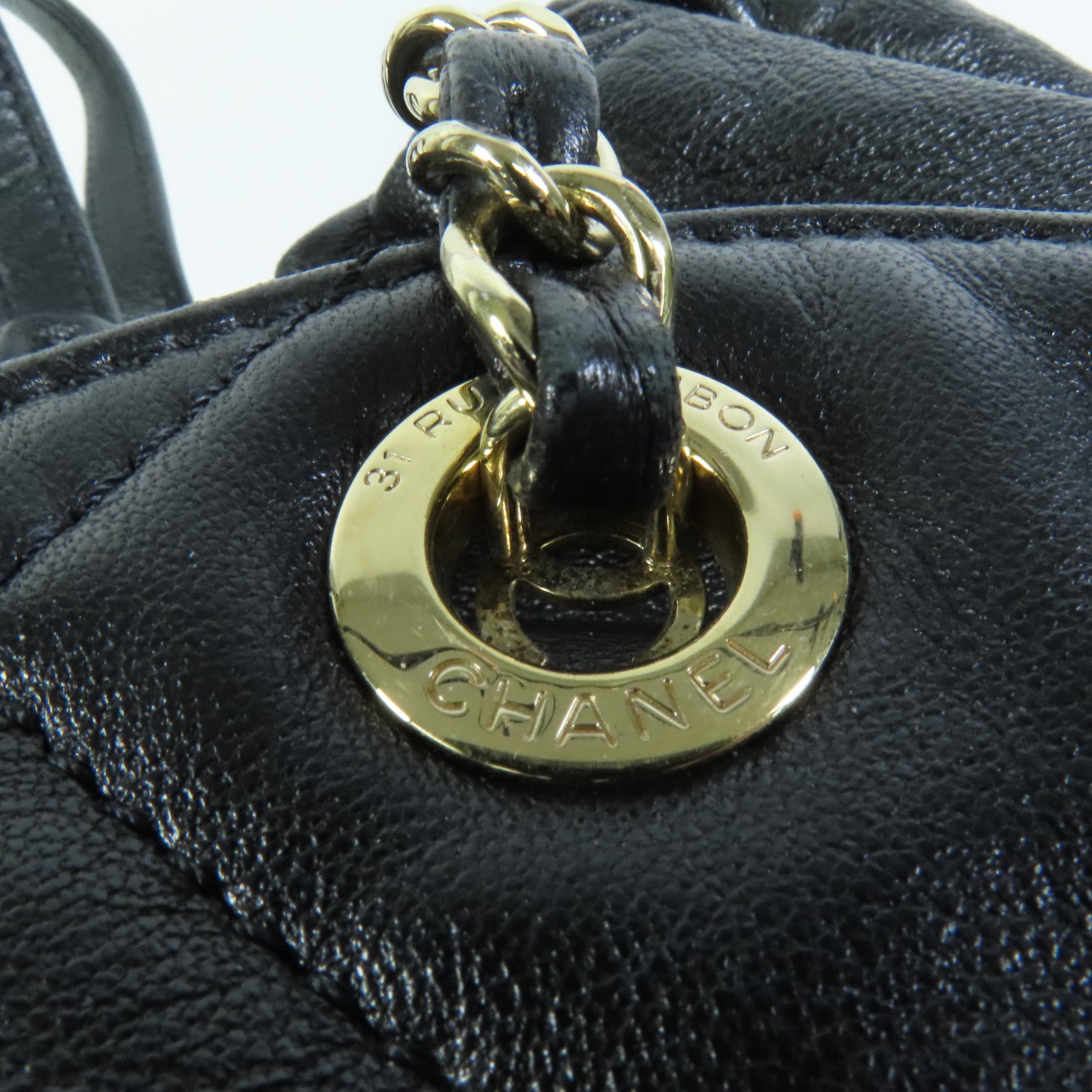 CHANEL 牛皮皮革Chain Tote金扣手挽肩背兩用袋