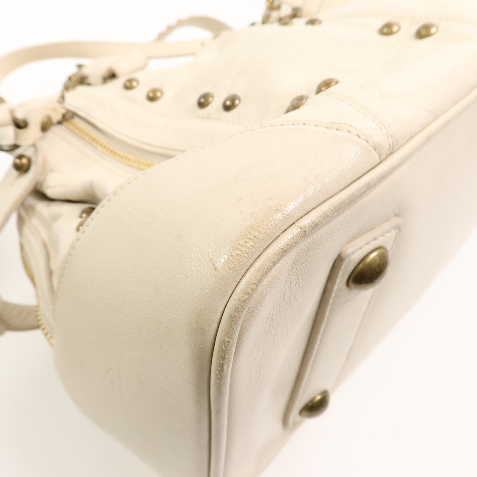 LOUIS VUITTON 羊皮皮革Riveting手挽袋