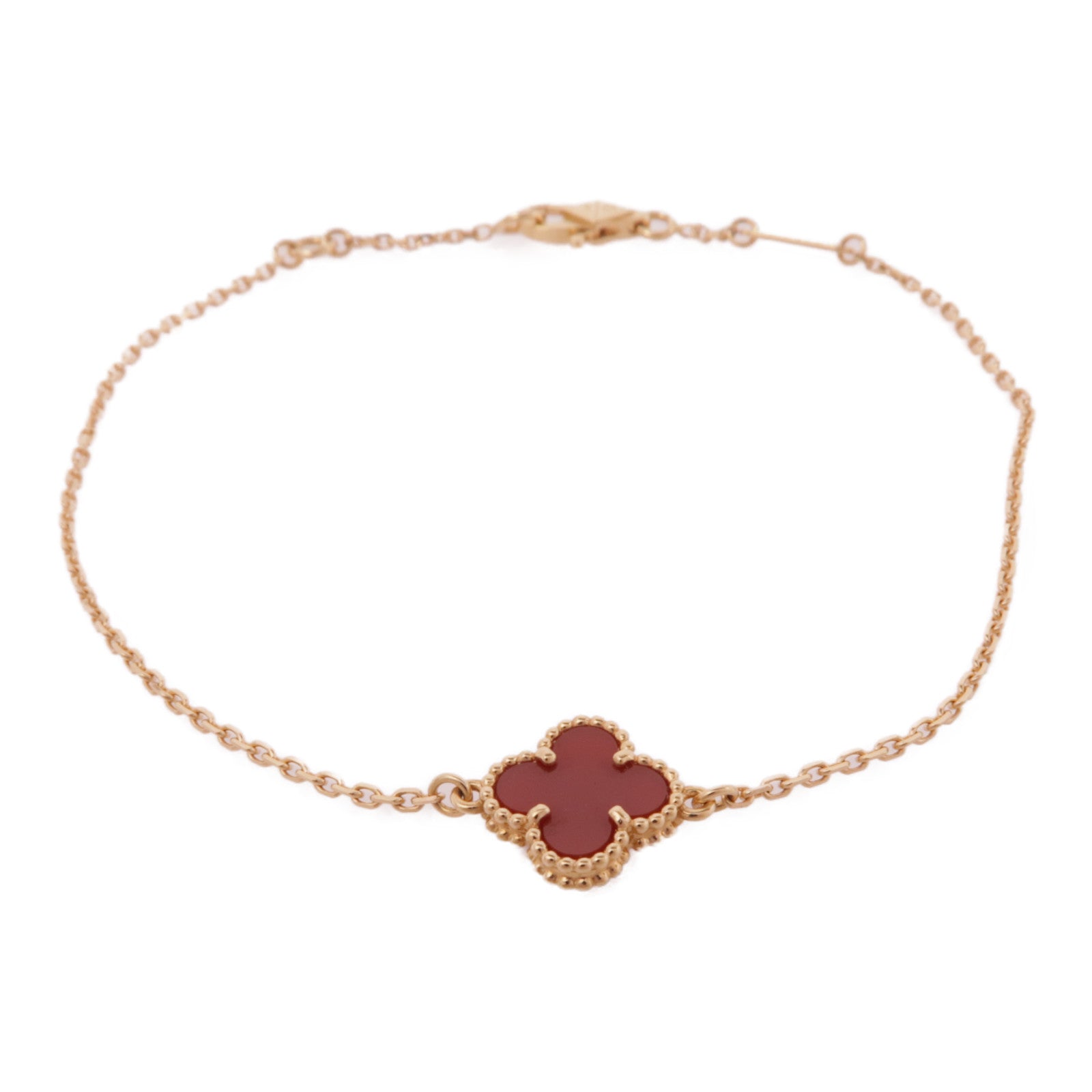 Van Cleef & Arpels 18K玫瑰金Sweet Alhambra Carnelian Bracelets紅玉髓手鏈金色/紅色