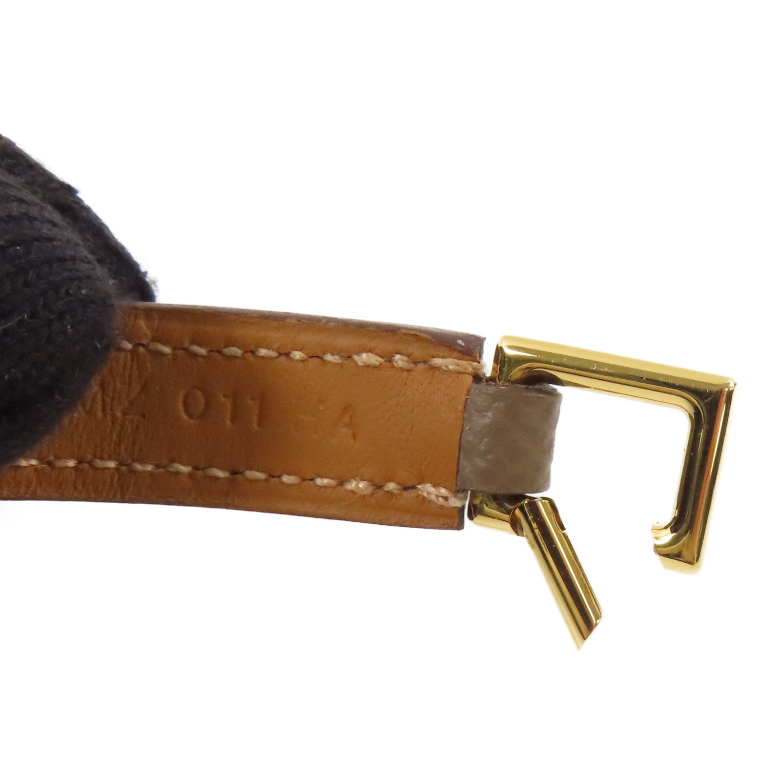 HERMES Epsom皮革Rivale Double Tour金扣手鐲Etoupe