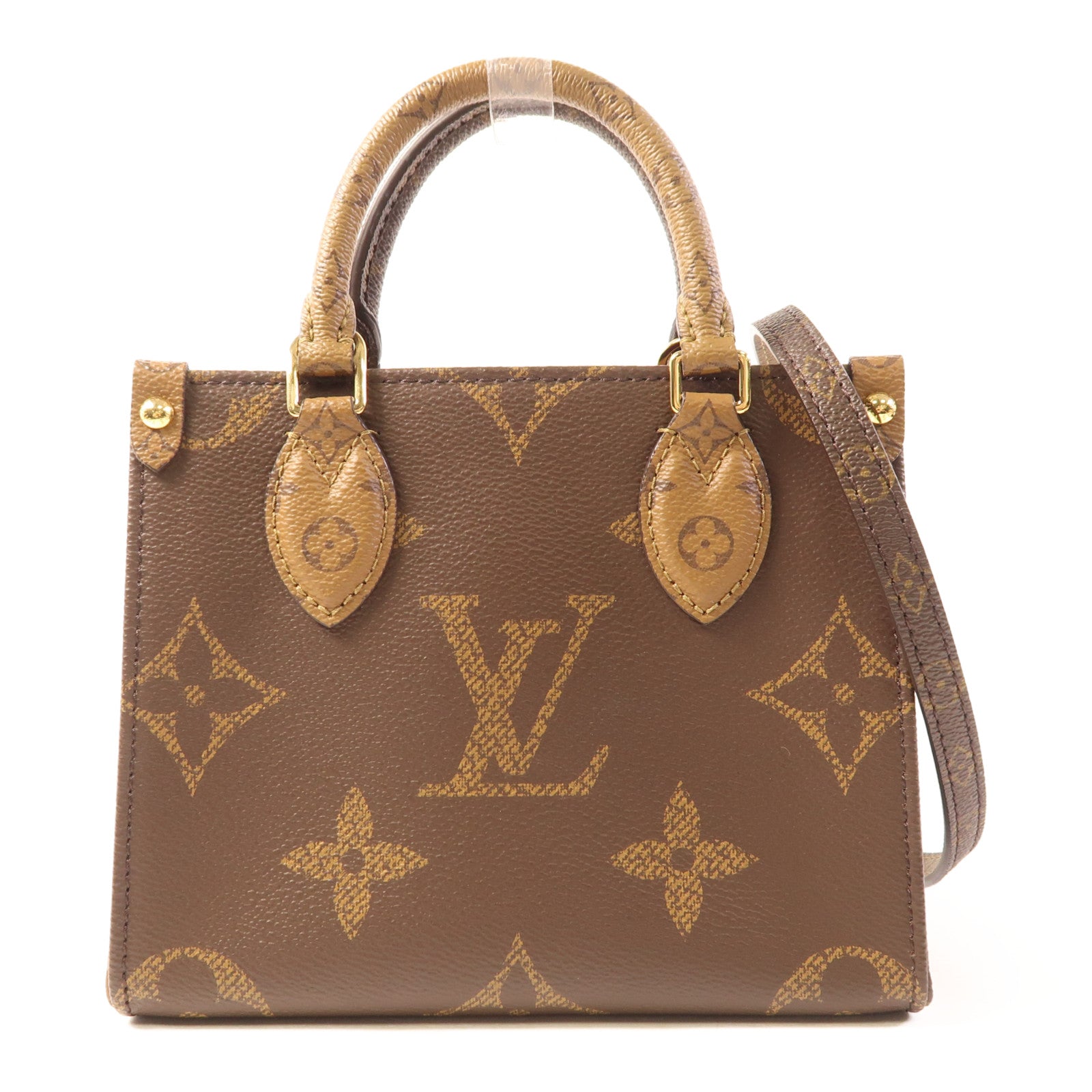 LOUIS VUITTON Monogram On The Go BB金扣手挽肩背兩用袋