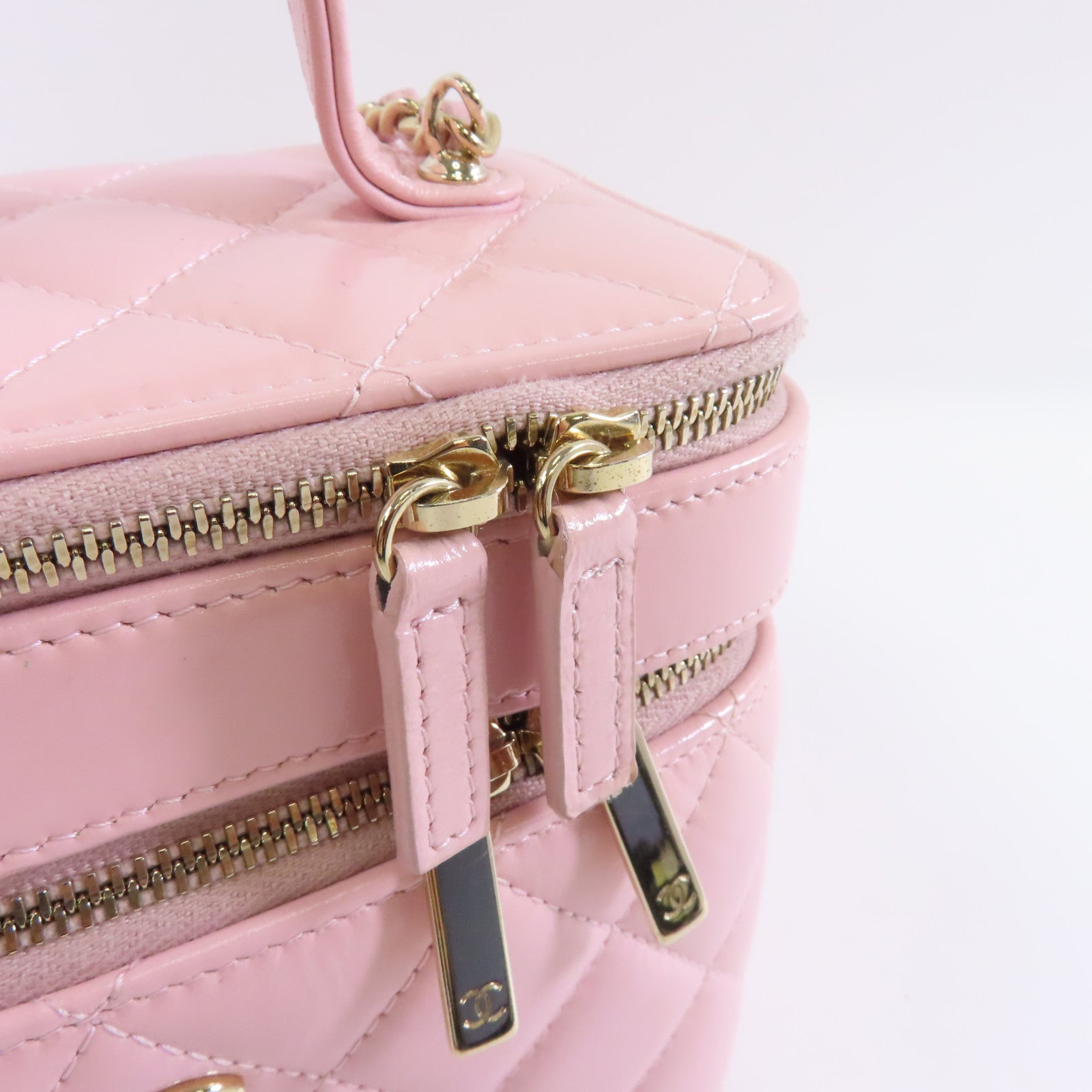 CHANEL 【激減優惠】菱格牛皮皮革Vaniy Case金扣手挽肩背兩用袋粉紅色