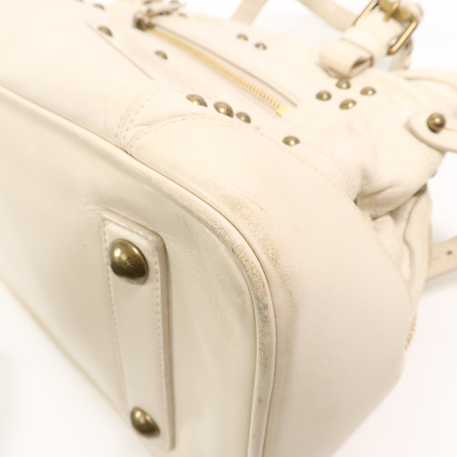 LOUIS VUITTON 羊皮皮革Riveting手挽袋