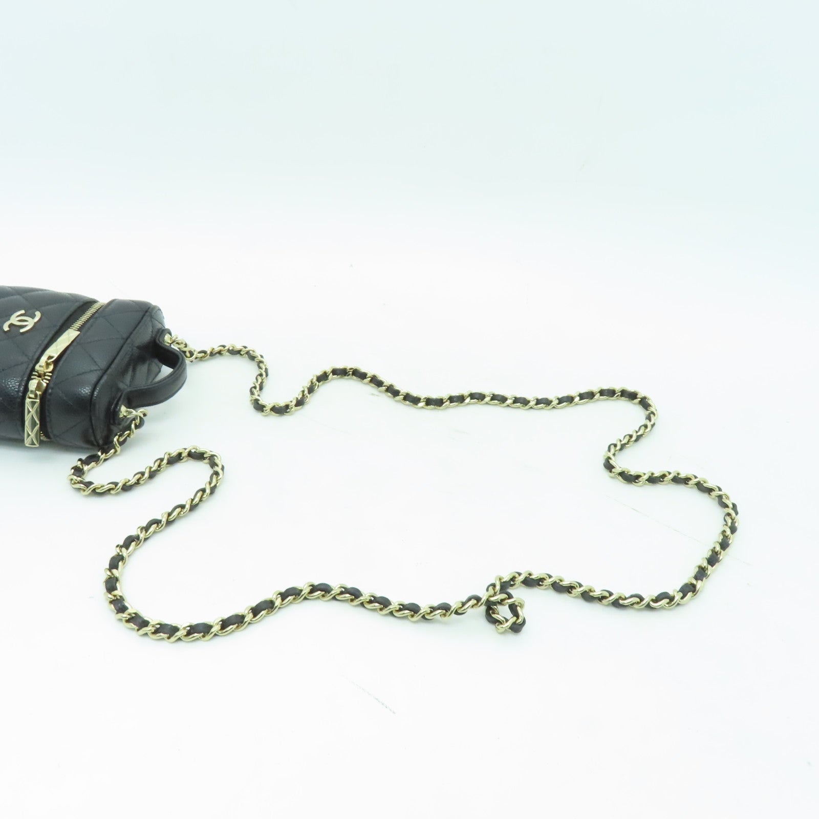 CHANEL 【激減優惠】菱格Caviar皮革Chain Shoulder金扣鏈帶肩背袋黑色