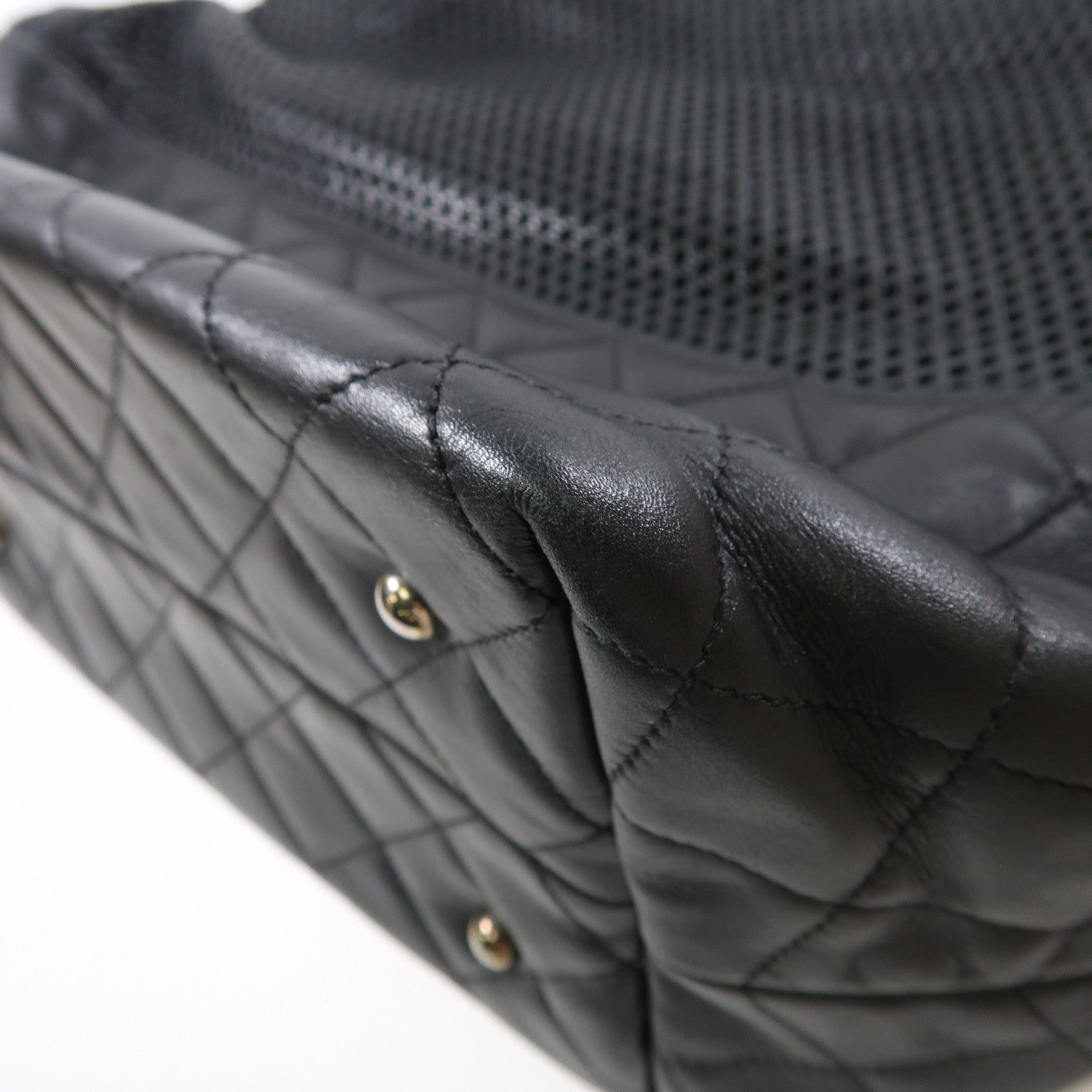 CHANEL 羊皮皮革Chain Shoulder Tote銀扣肩背袋/手挽袋黑色