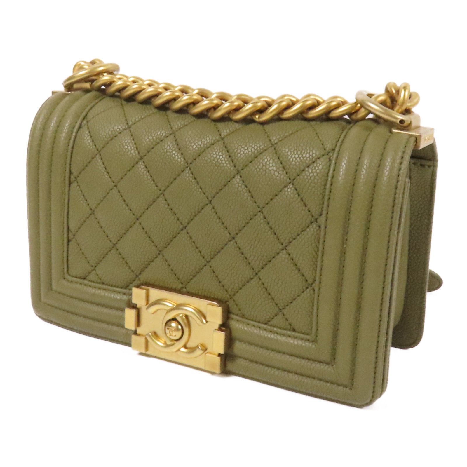 CHANEL 牛皮皮革Boy 20金扣鏈帶肩背袋