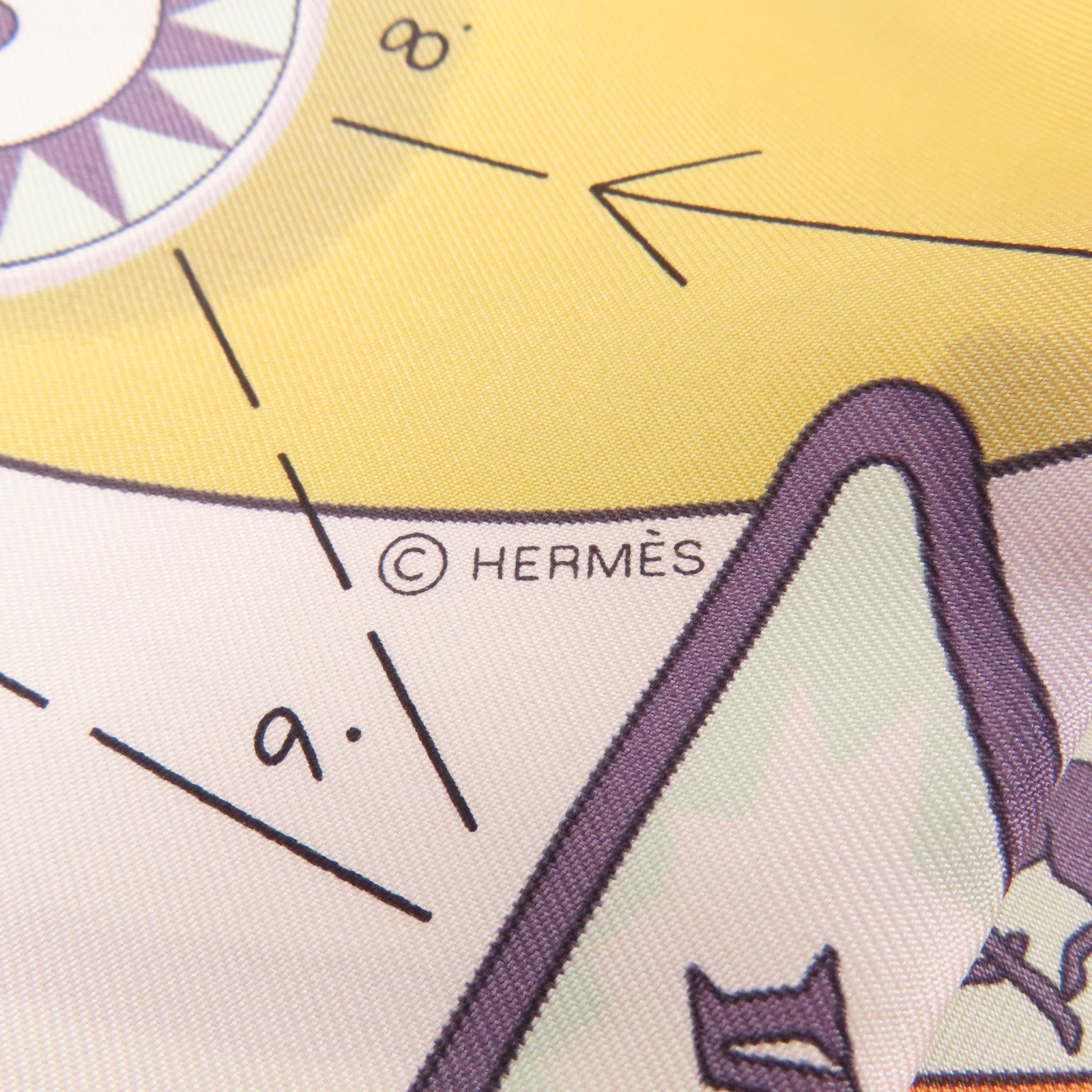 HERMES 絲質Scarf 90x90cm絲巾米色/彩色
