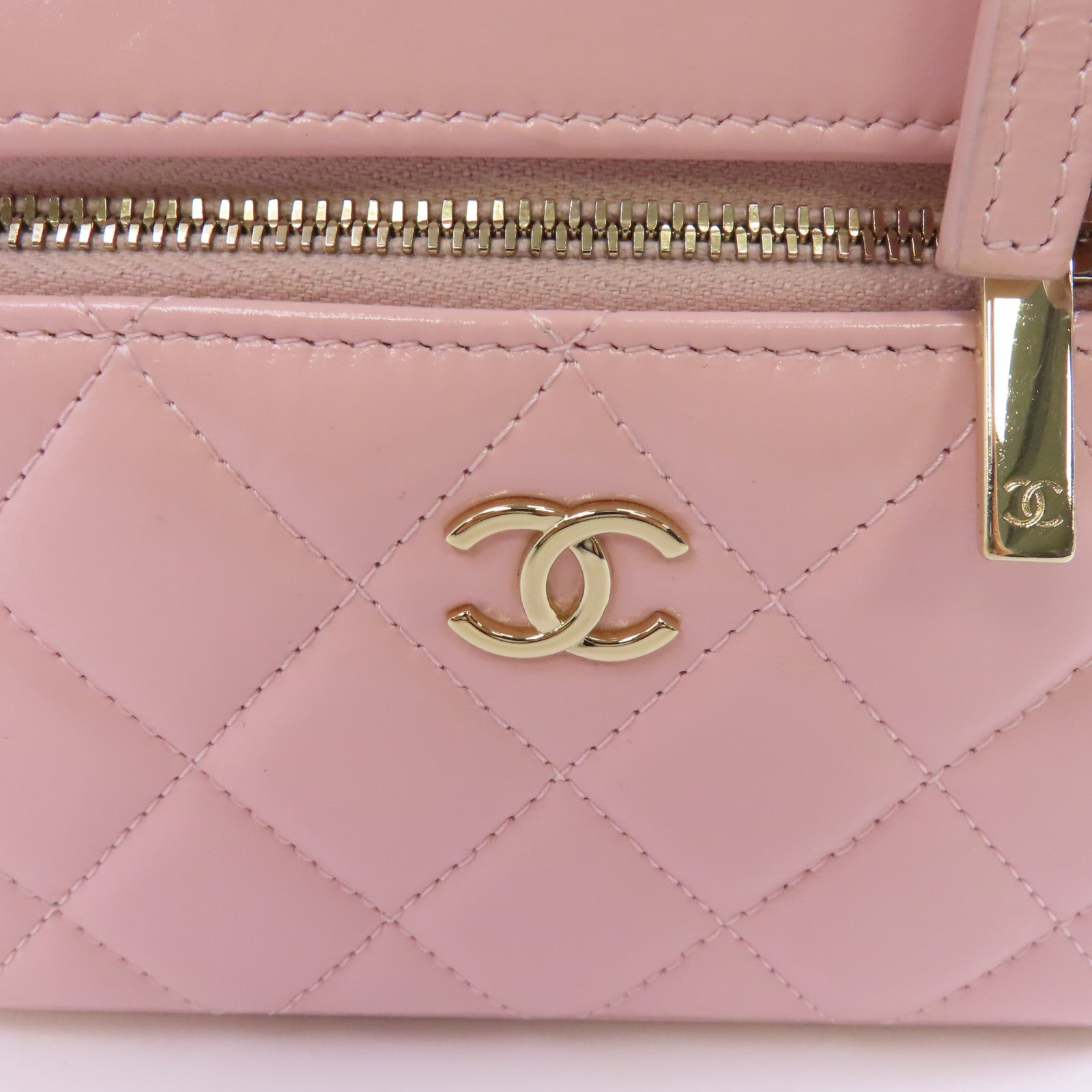 CHANEL 【激減優惠】菱格牛皮皮革Vaniy Case金扣手挽肩背兩用袋粉紅色