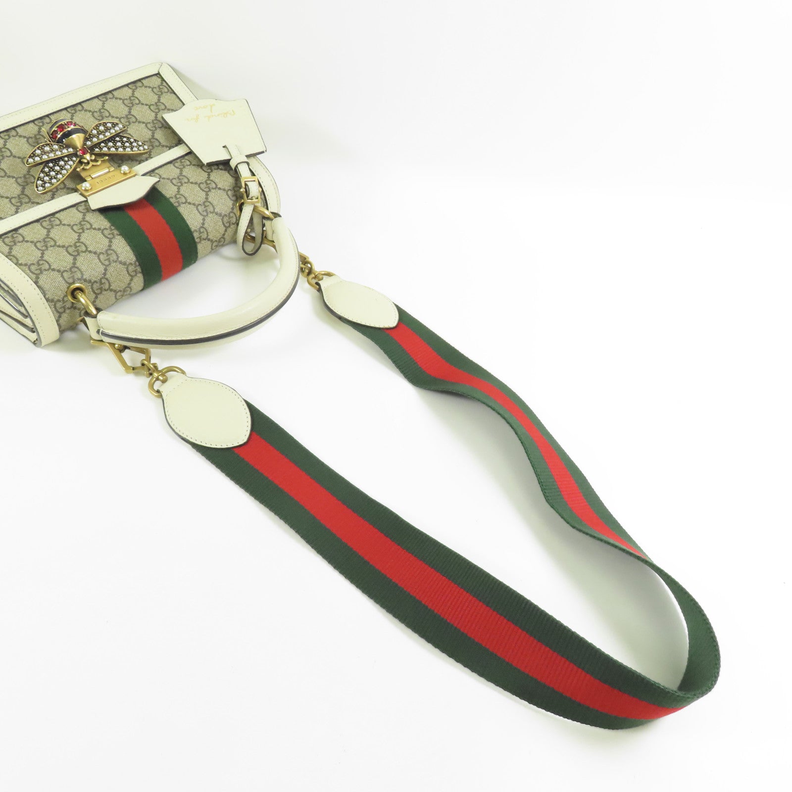 GUCCI 塗層帆布/皮革Queen Margaret金扣手挽肩背兩用袋