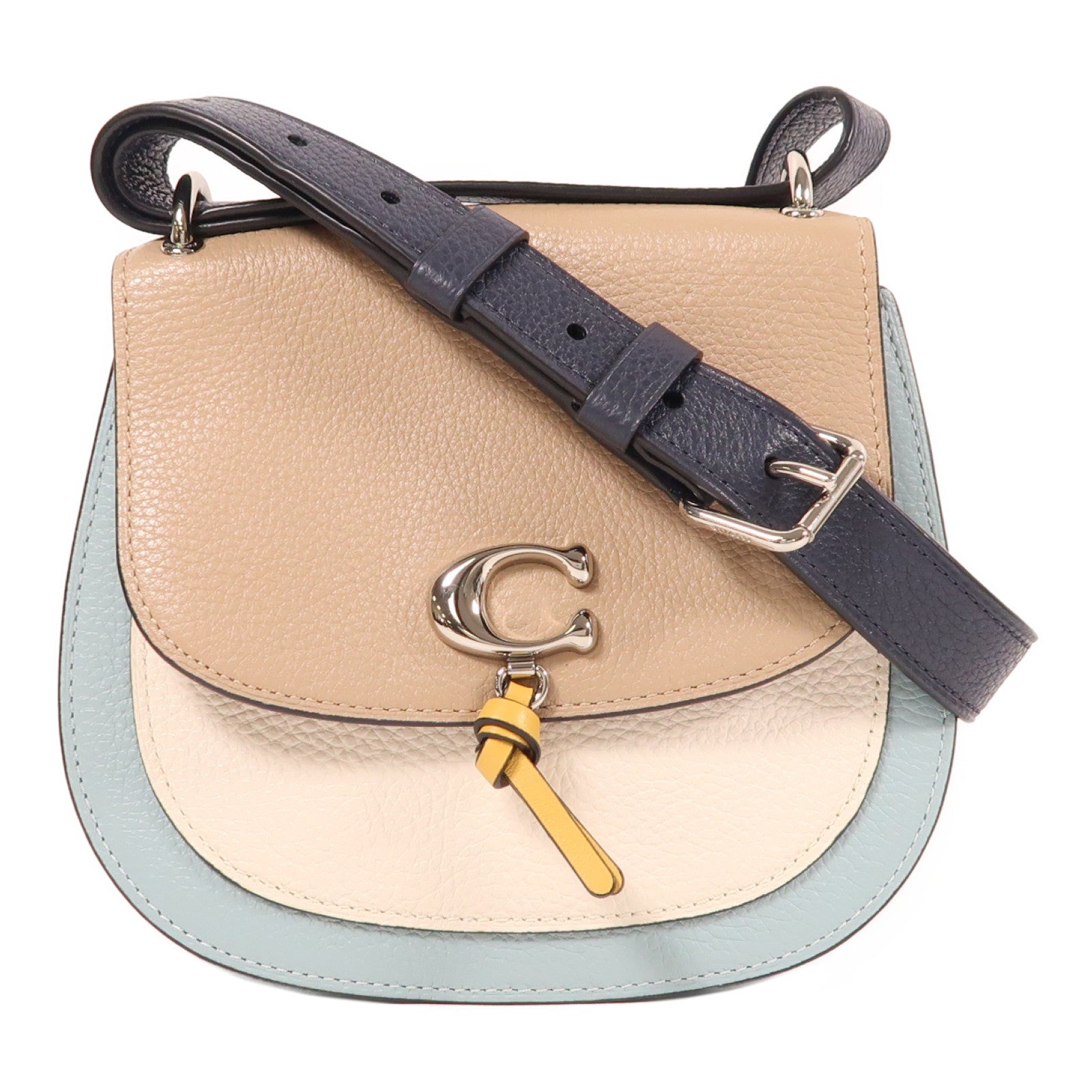 COACH 牛皮皮革Shoulder Bag銀扣肩背袋