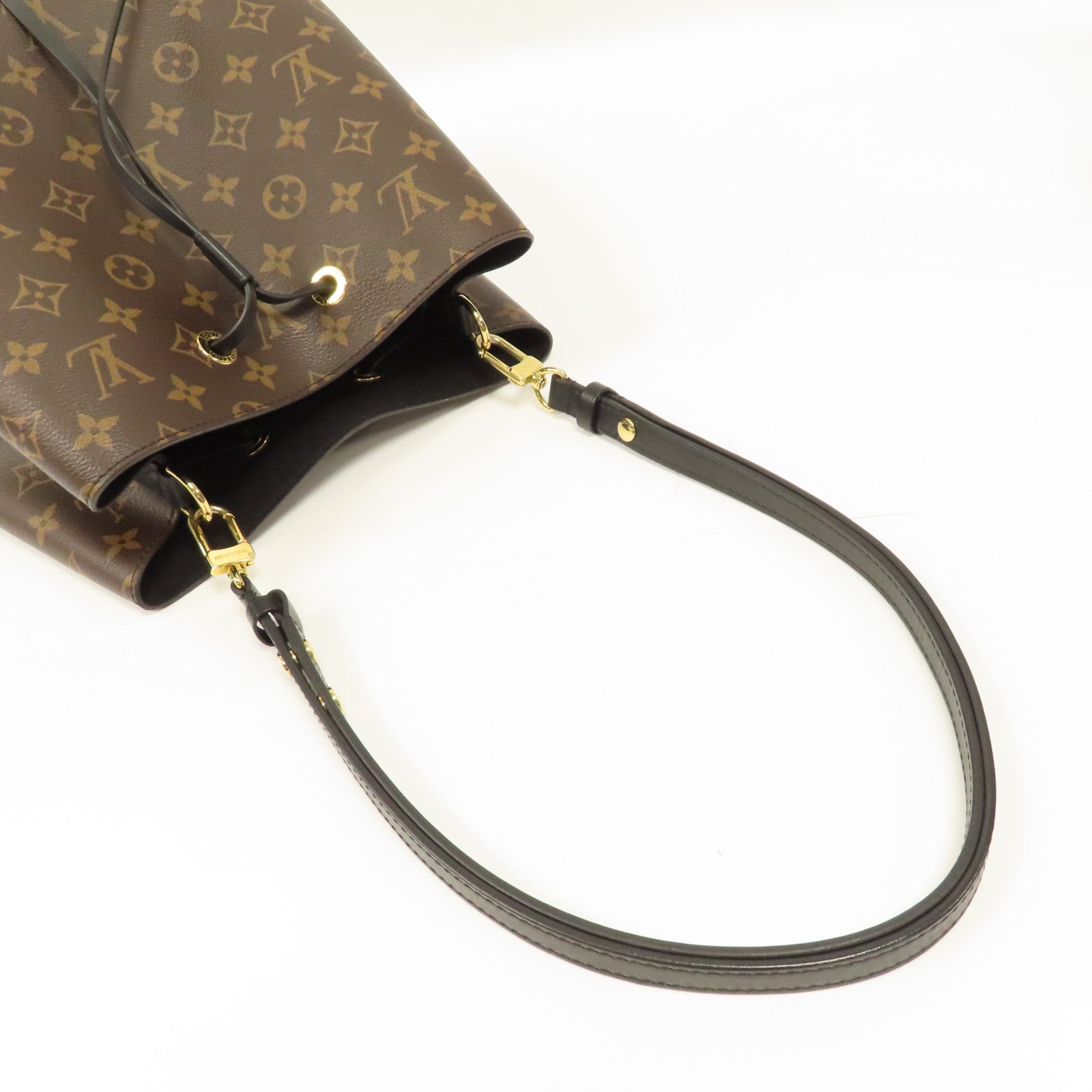 LOUIS VUITTON Monogram NeoNoe MM金扣肩背袋啡色/黑色