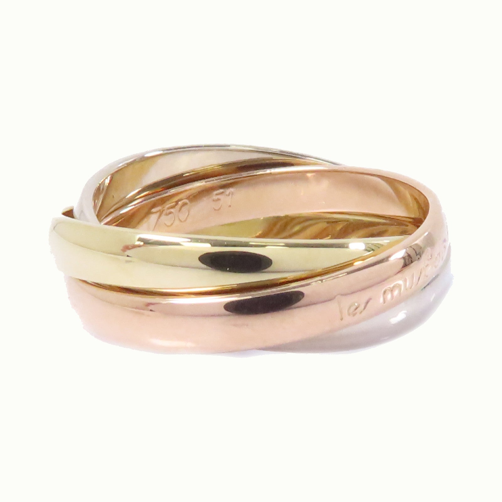 CARTIER 18K黃金/白金/玫瑰金Les Must De Trinity戒指Cartier#51/US#5.75