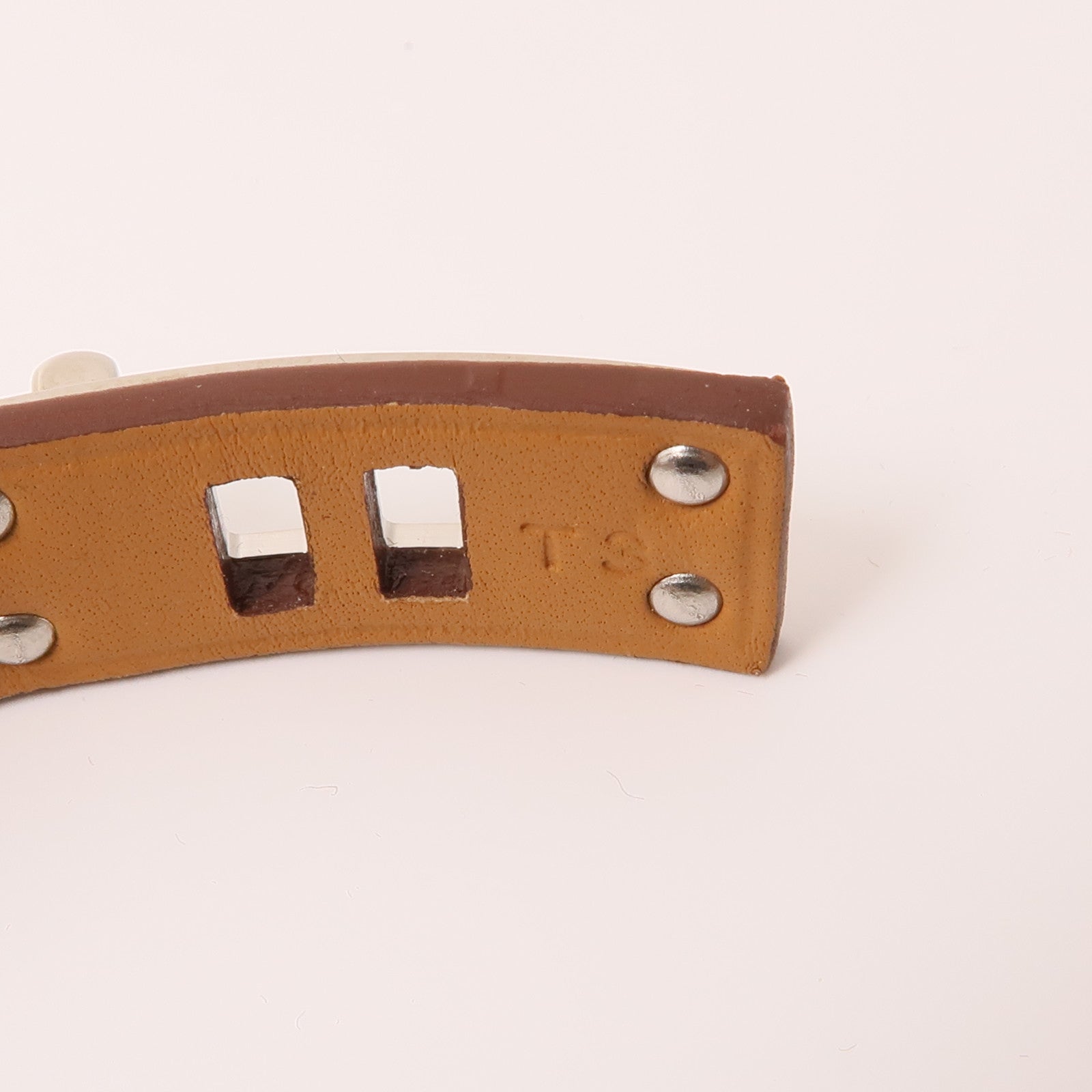 HERMES Swift皮革Mini Dog Bracelet手鐲Gold棕色/金色/銀色