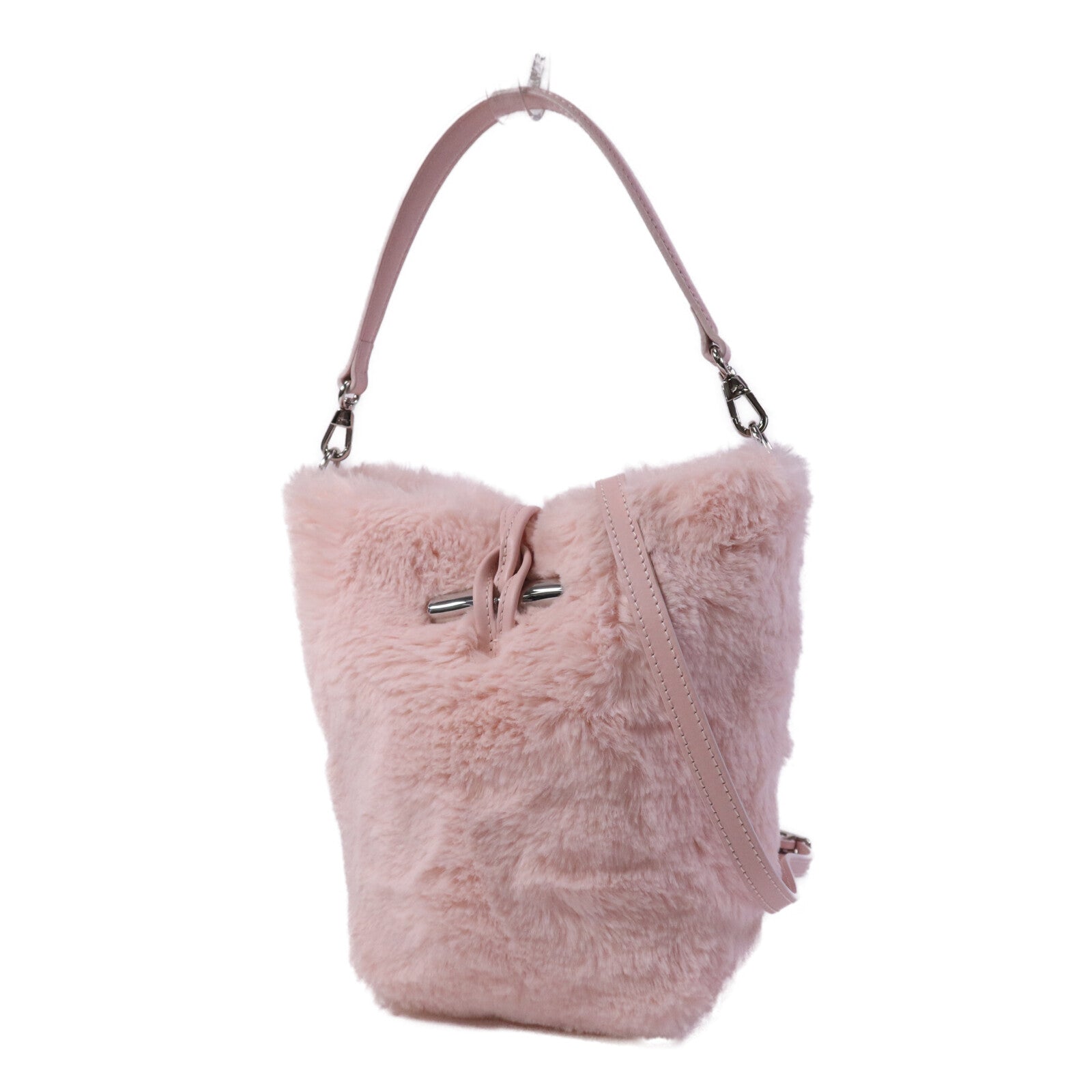 Longchamp 毛茸Shoulder Bag銀扣手挽肩背兩用袋