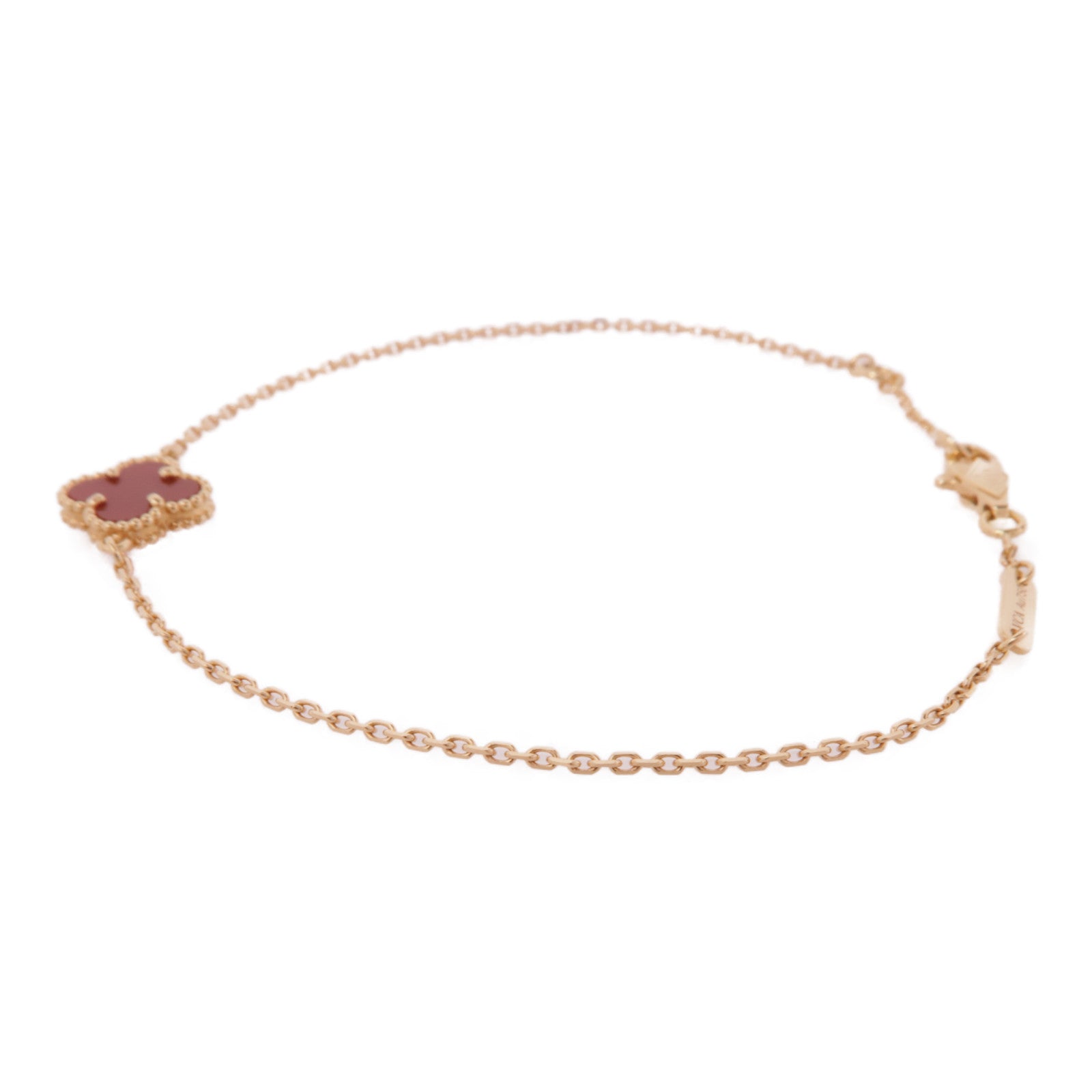 Van Cleef & Arpels 18K玫瑰金Sweet Alhambra Carnelian Bracelets紅玉髓手鏈金色/紅色