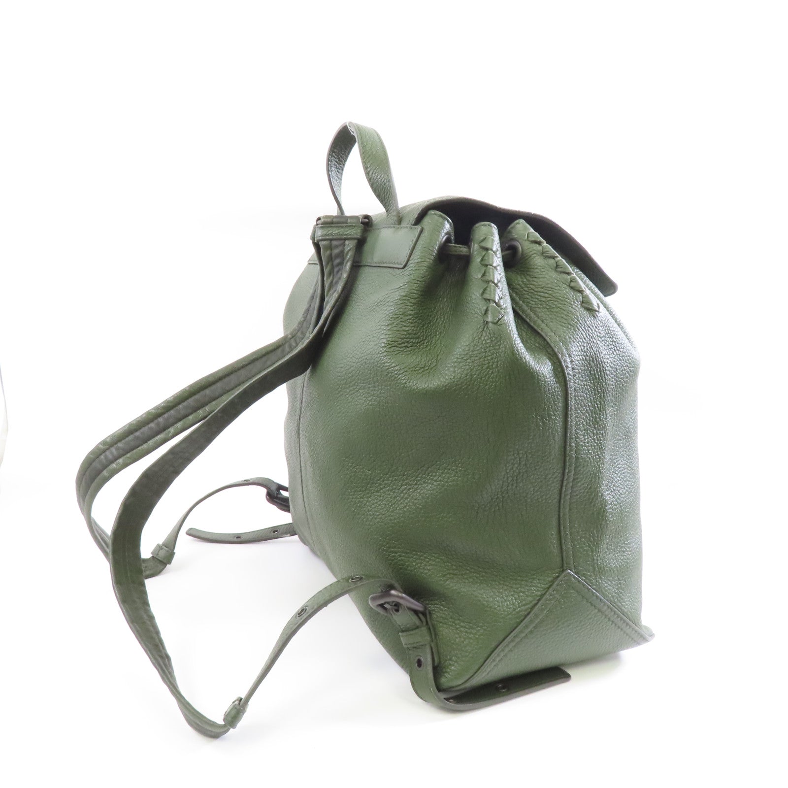 BOTTEGA VENETA 牛皮皮革Rucksack背包墨綠色