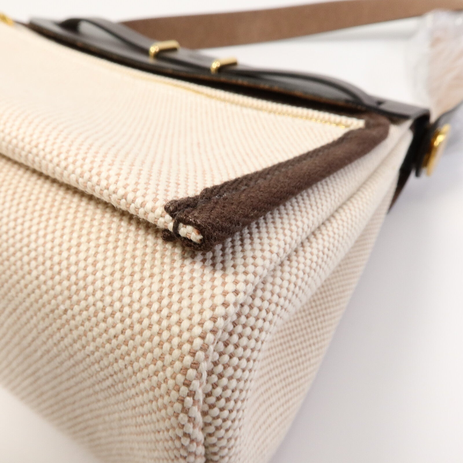 HERMES Toile H帆布Mini Herbag肩背袋Ebene