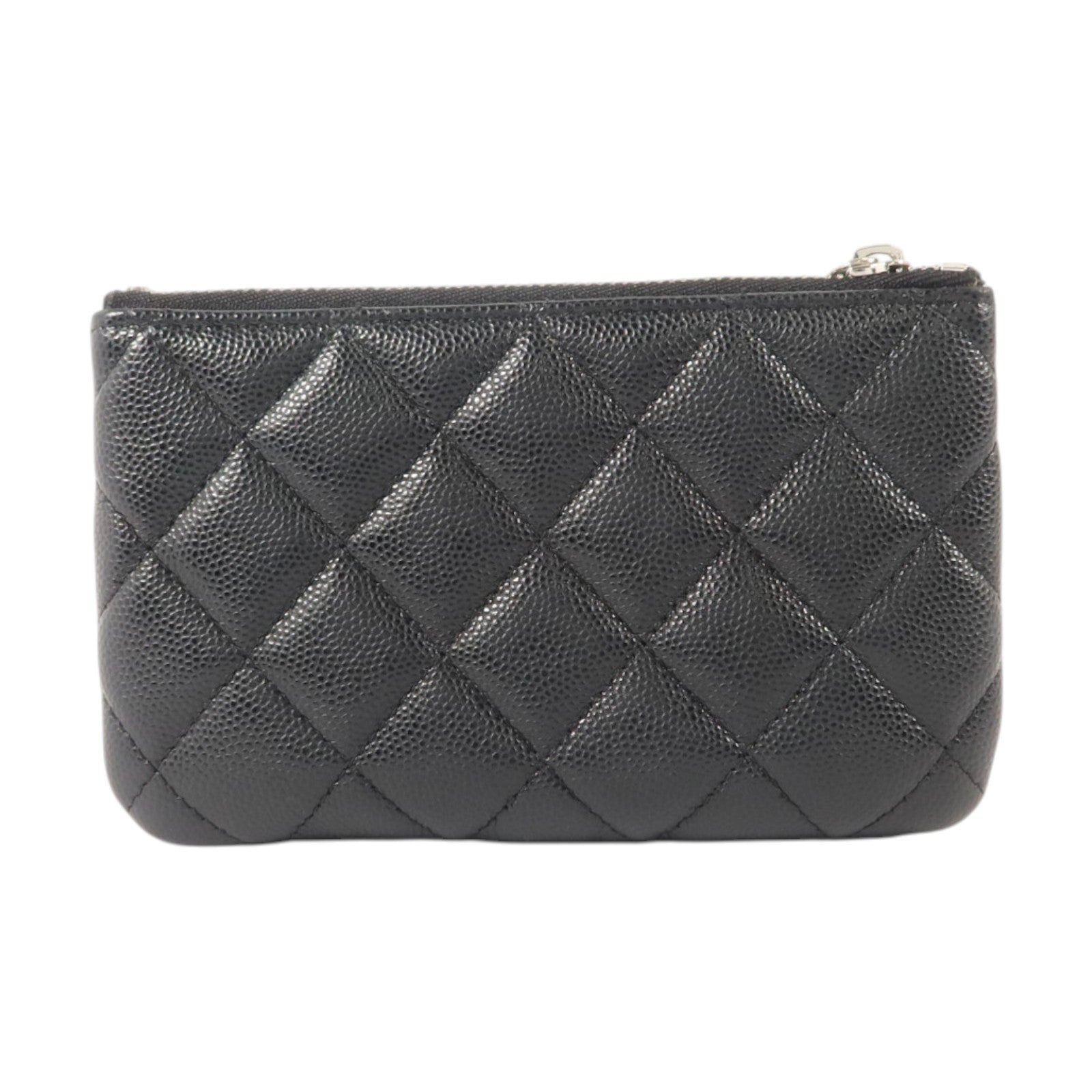 CHANEL 牛皮皮革Mini O Case Zip Pouch銀扣小袋