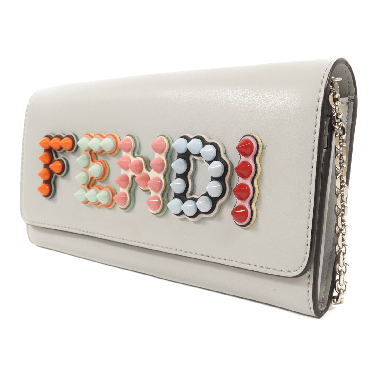 FENDI 牛皮皮革Wallet On Chain銀扣鏈帶肩背袋