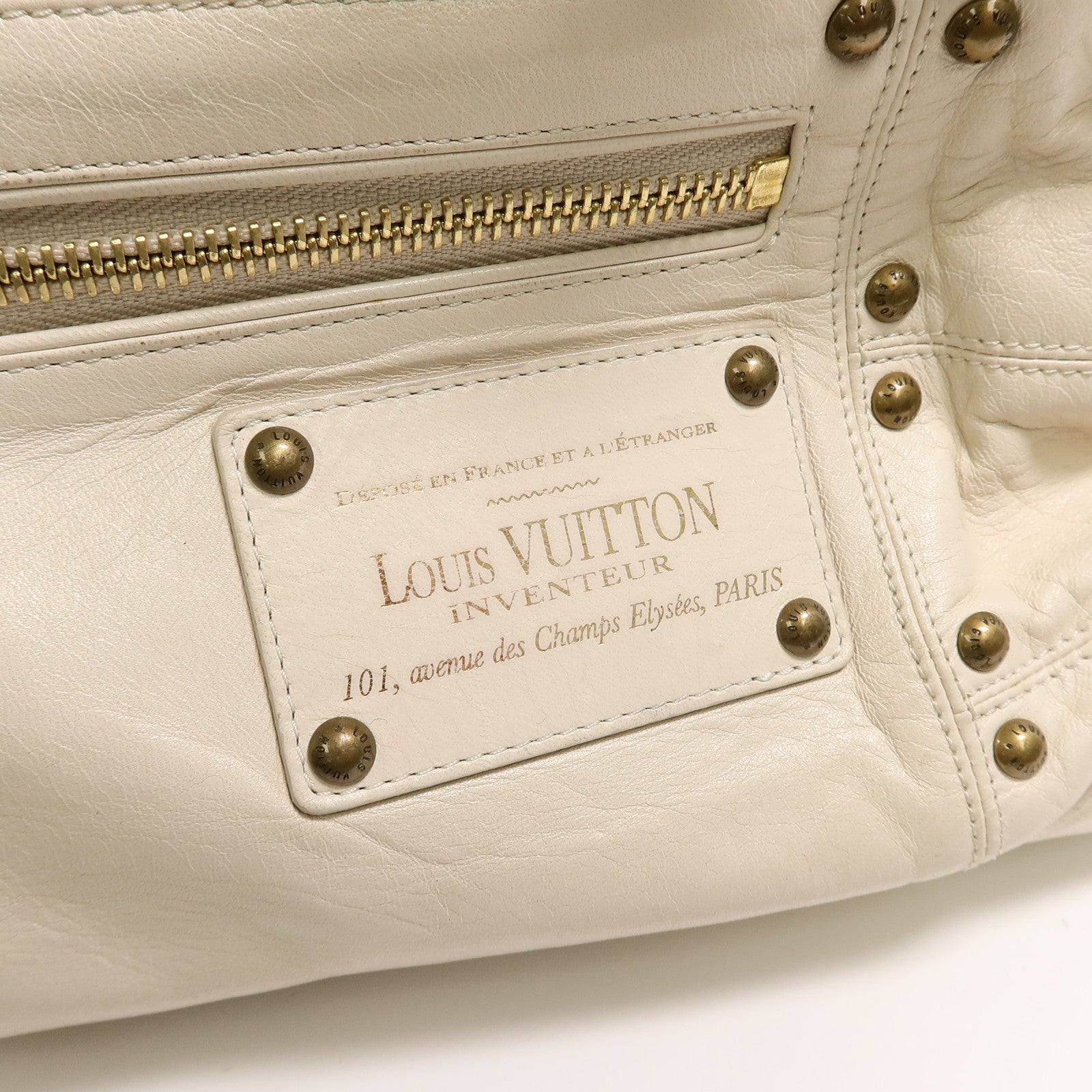 LOUIS VUITTON 羊皮皮革Riveting手挽袋