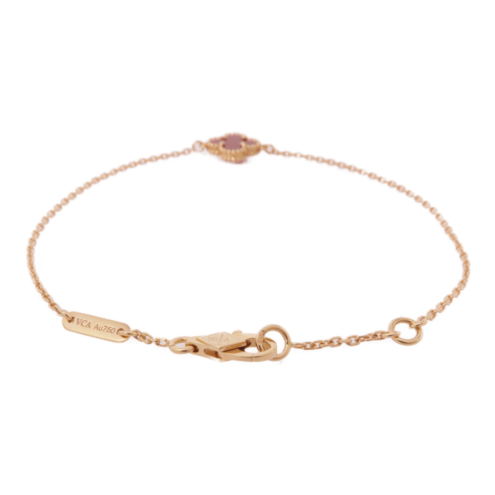 Van Cleef & Arpels 18K玫瑰金Sweet Alhambra Carnelian Bracelets紅玉髓手鏈金色/紅色