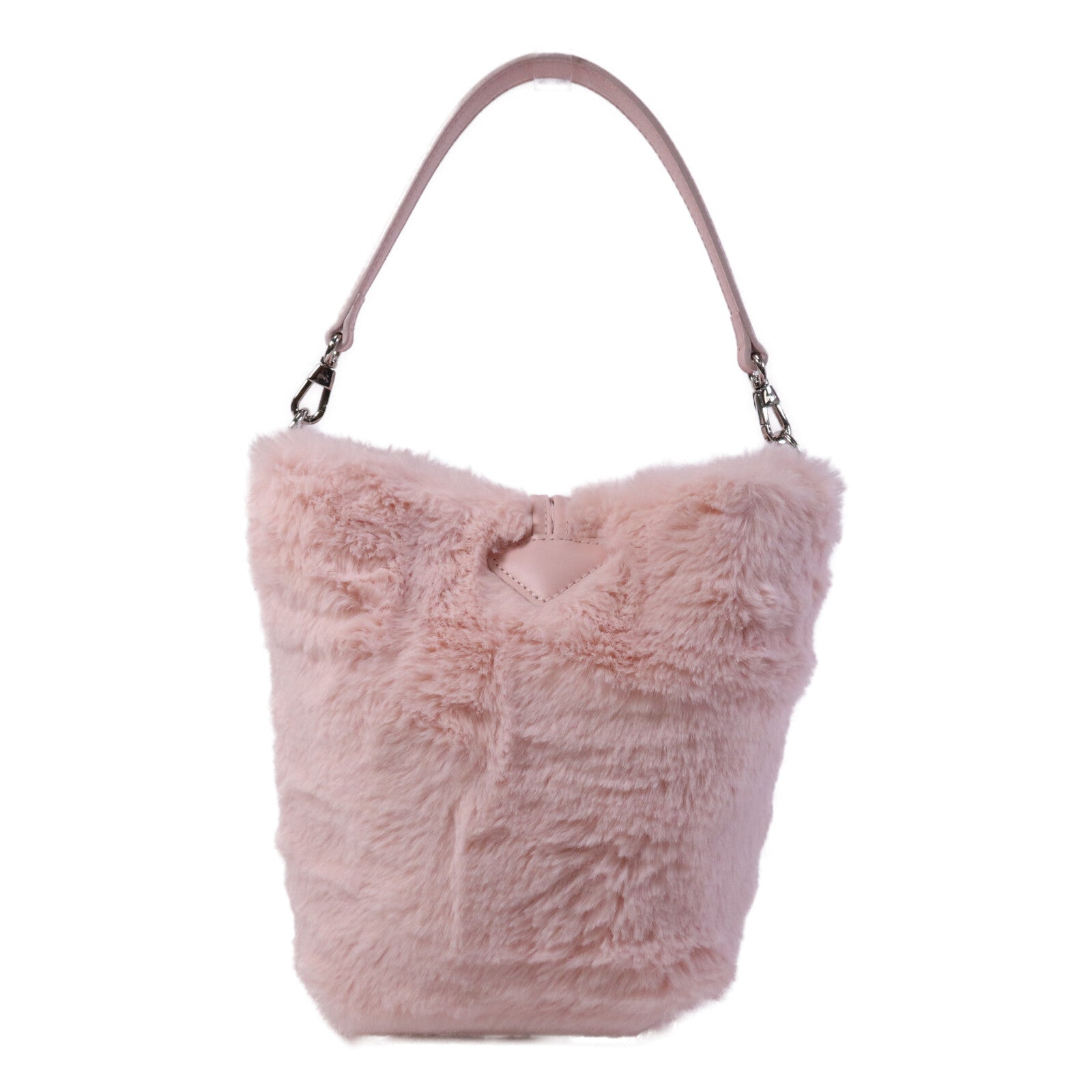 Longchamp 毛茸Shoulder Bag銀扣手挽肩背兩用袋