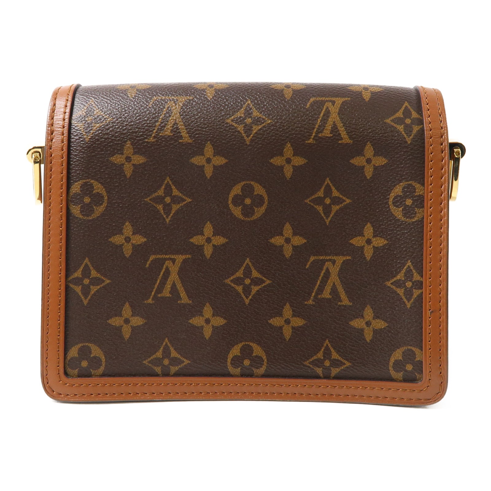 LOUIS VUITTON Monogram Reverse Mini Dauphine金扣肩背袋棕色