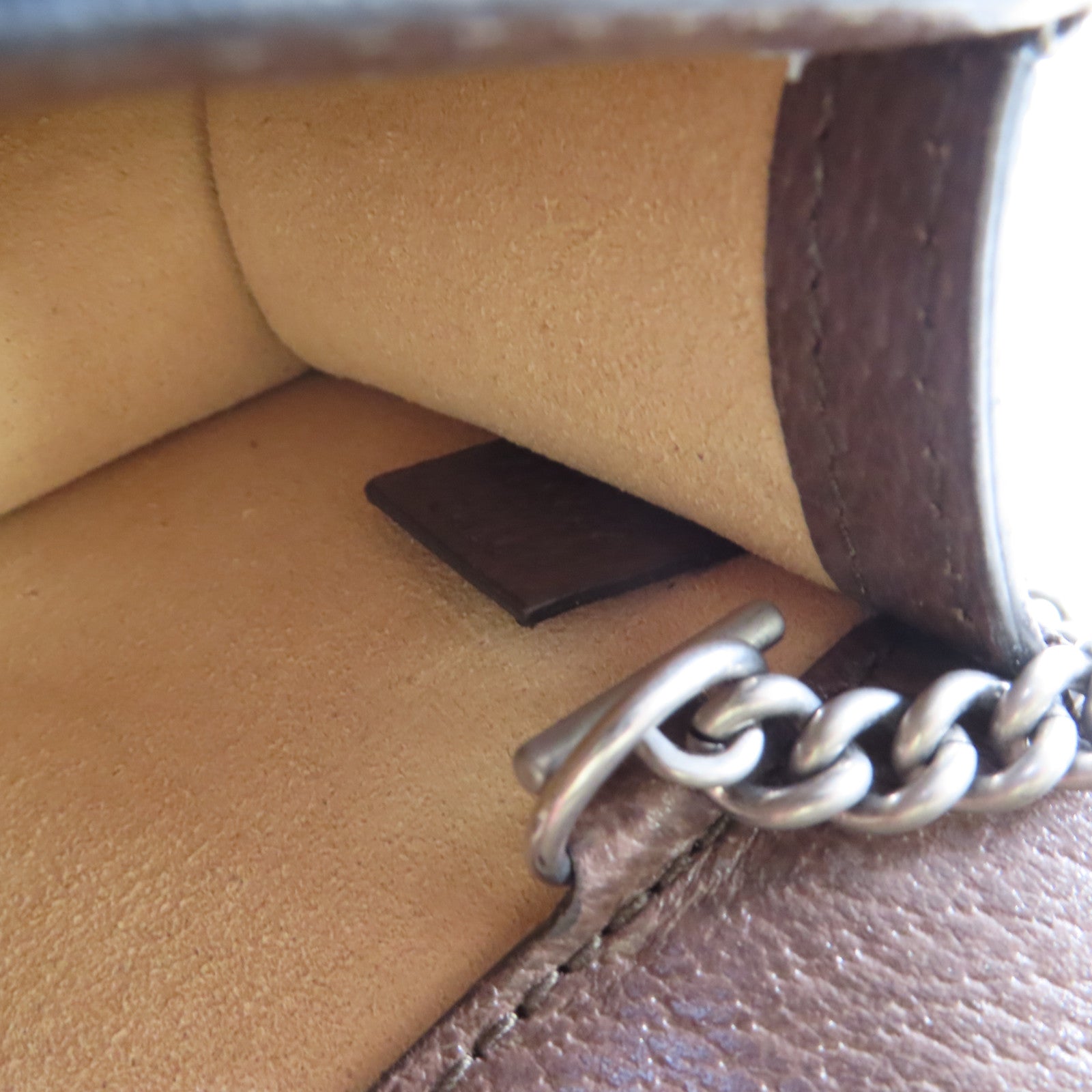 GUCCI 帆布GG Supreme Diongsus Chain Shoulder Bag金扣鏈帶肩背袋啡色