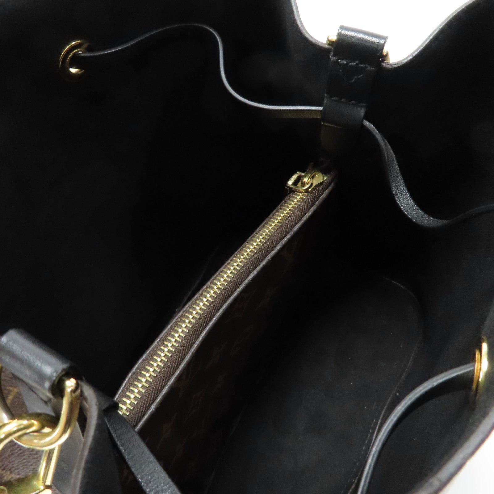 LOUIS VUITTON Monogram NeoNoe MM金扣肩背袋啡色/黑色