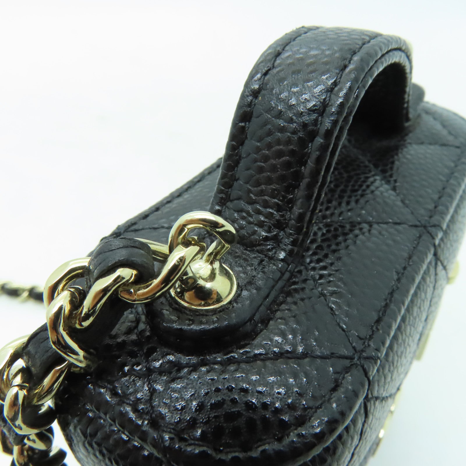 CHANEL 【激減優惠】菱格Caviar皮革Chain Shoulder金扣鏈帶肩背袋黑色