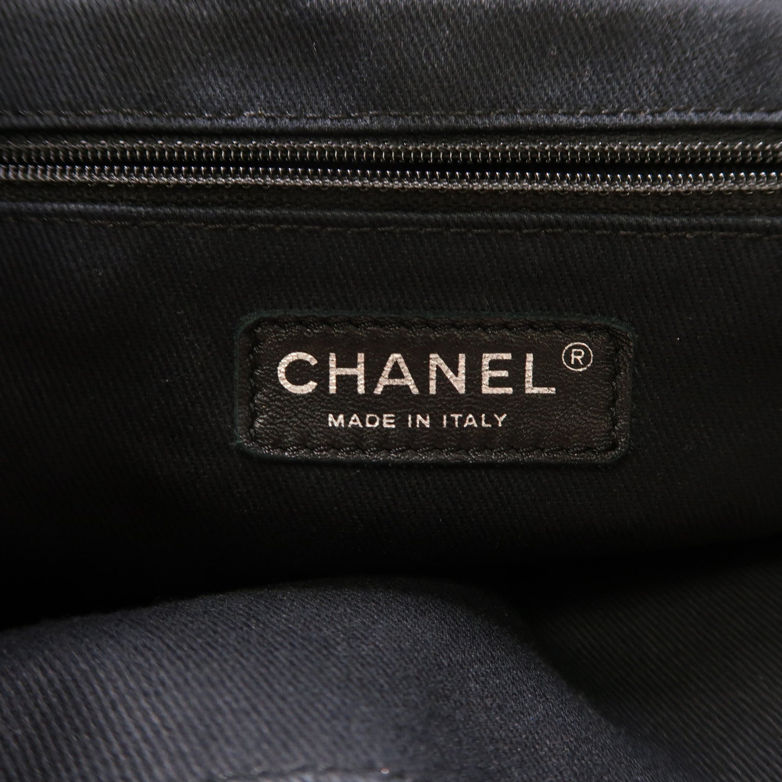 CHANEL 羊皮皮革Chain Shoulder Tote銀扣肩背袋/手挽袋黑色