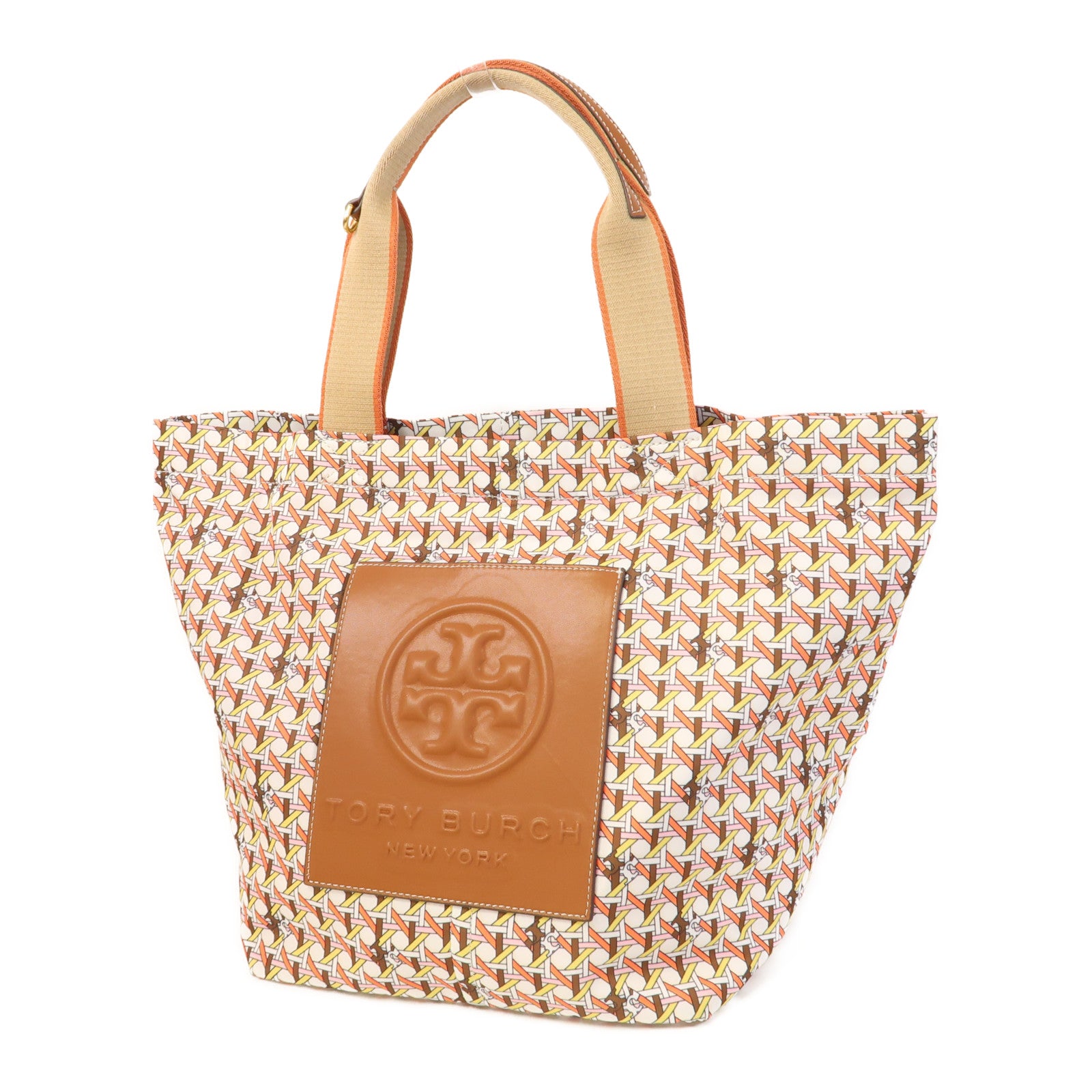 Tory Burch 尼龍Tote Bag金扣手挽袋橙色