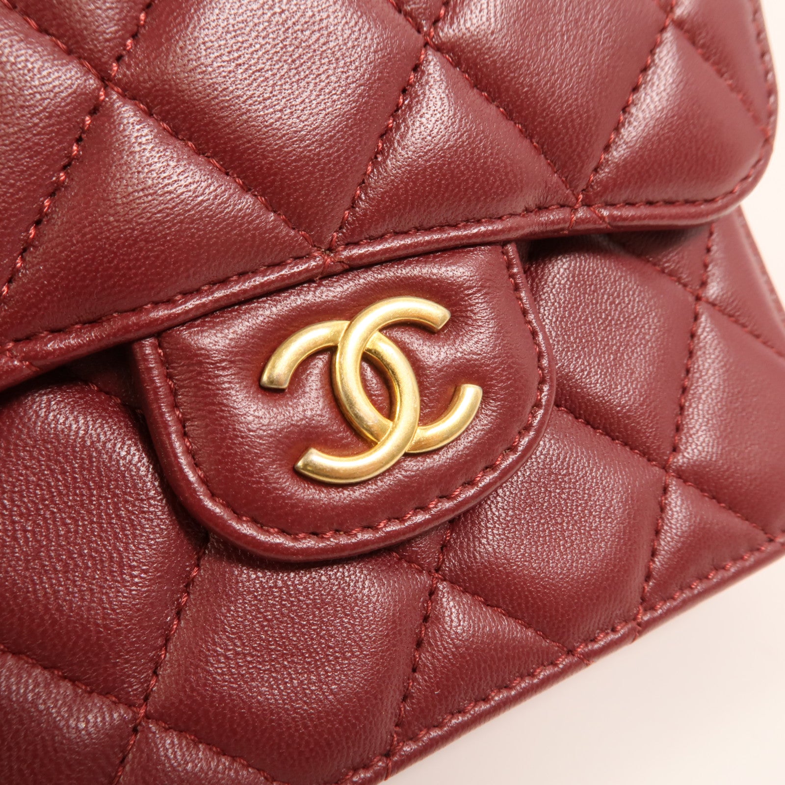 CHANEL 羊皮皮革Top Handle Flap金扣手挽肩背兩用袋