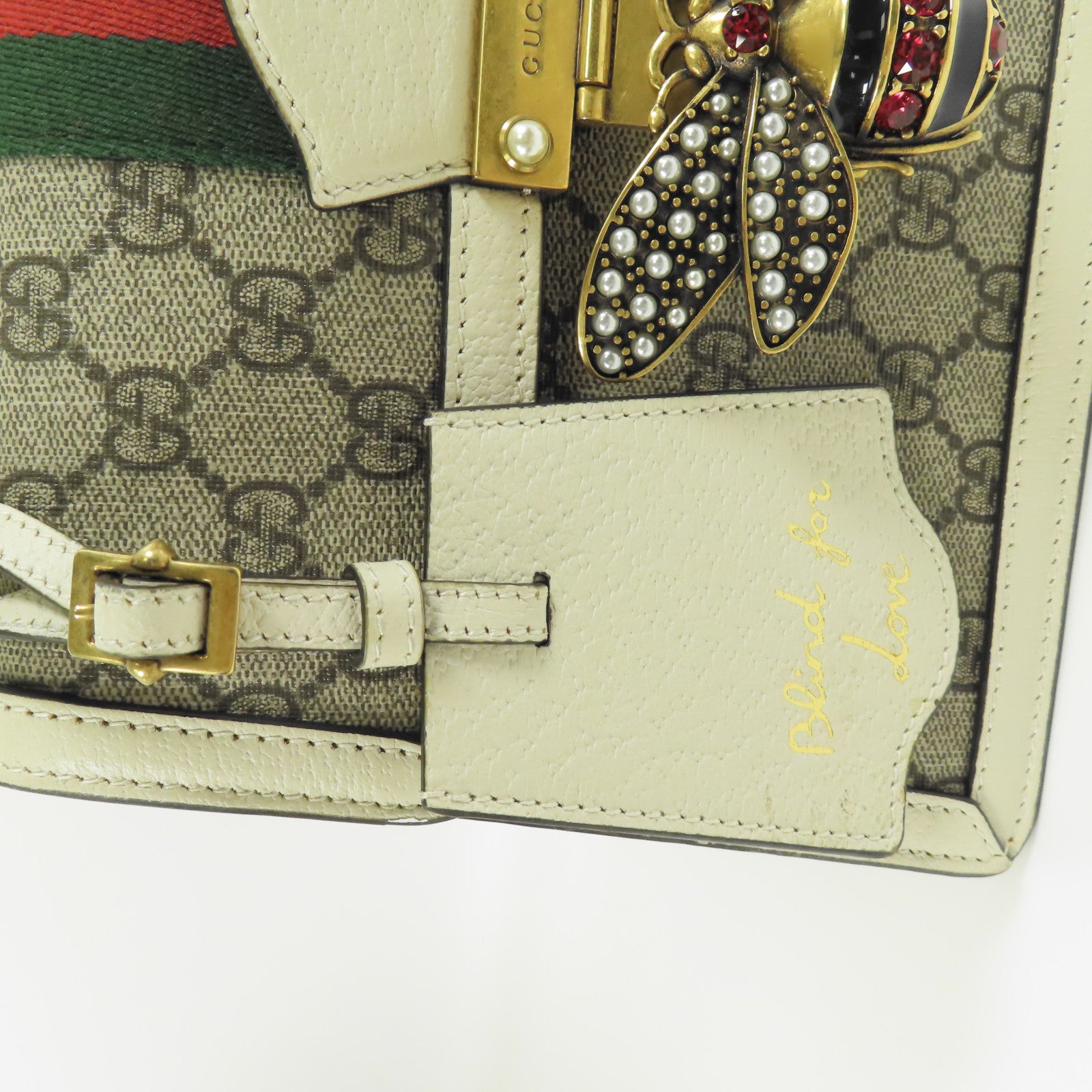 GUCCI 塗層帆布/皮革Queen Margaret金扣手挽肩背兩用袋