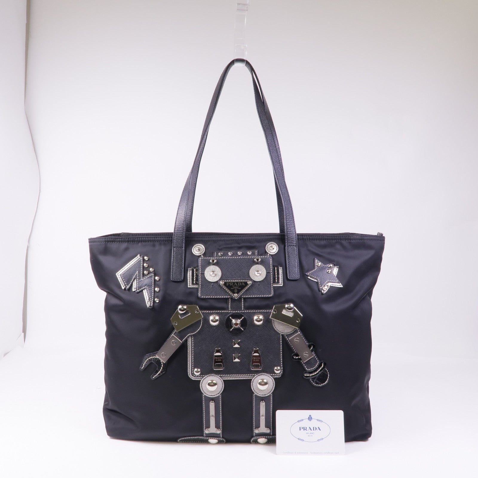 PRADA 尼龍Shoulder Tote銀扣肩背袋/手挽袋