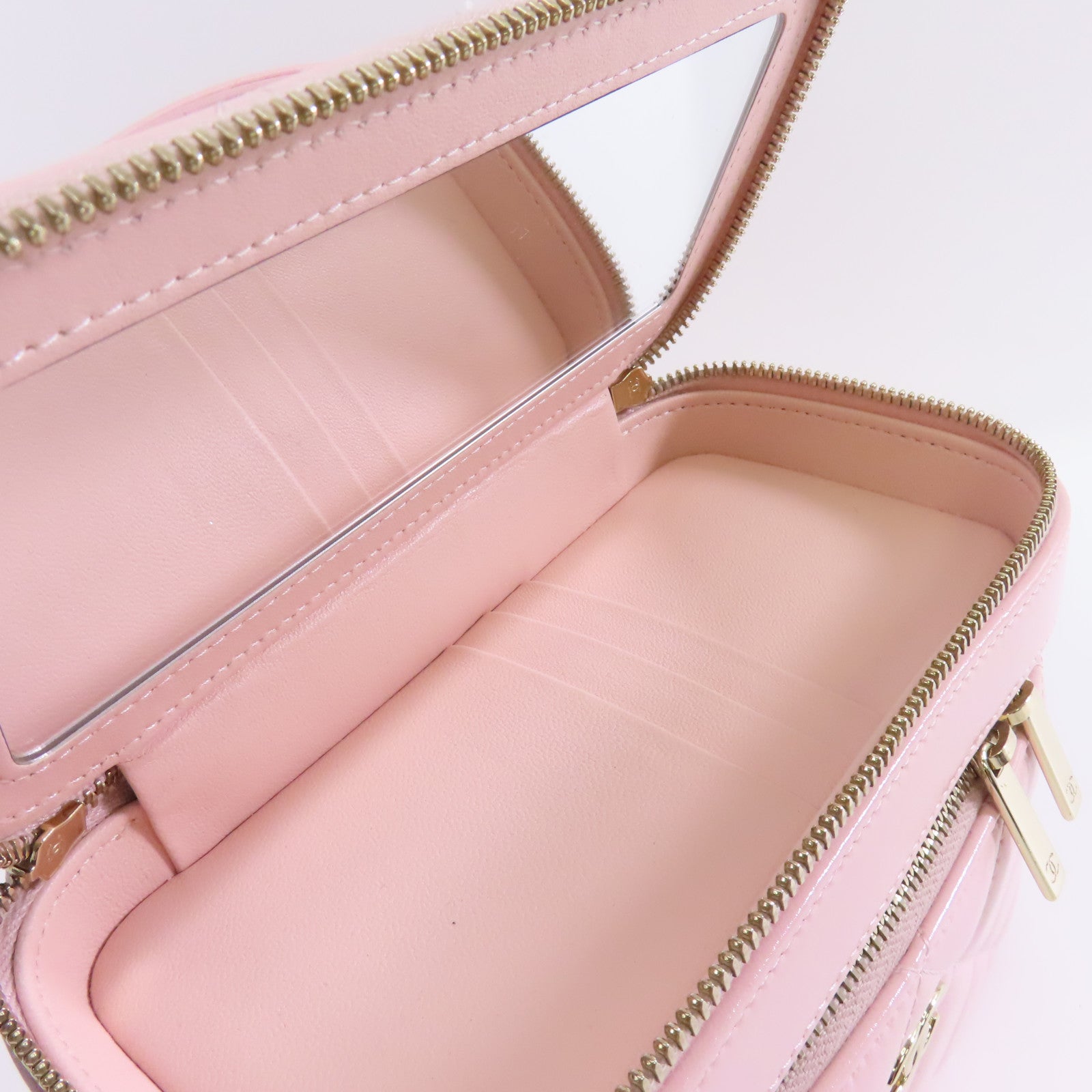 CHANEL 【激減優惠】菱格牛皮皮革Vaniy Case金扣手挽肩背兩用袋粉紅色