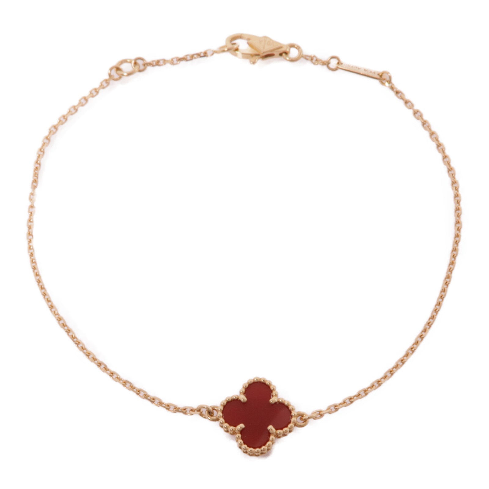 Van Cleef & Arpels 18K玫瑰金Sweet Alhambra Carnelian Bracelets紅玉髓手鏈金色/紅色