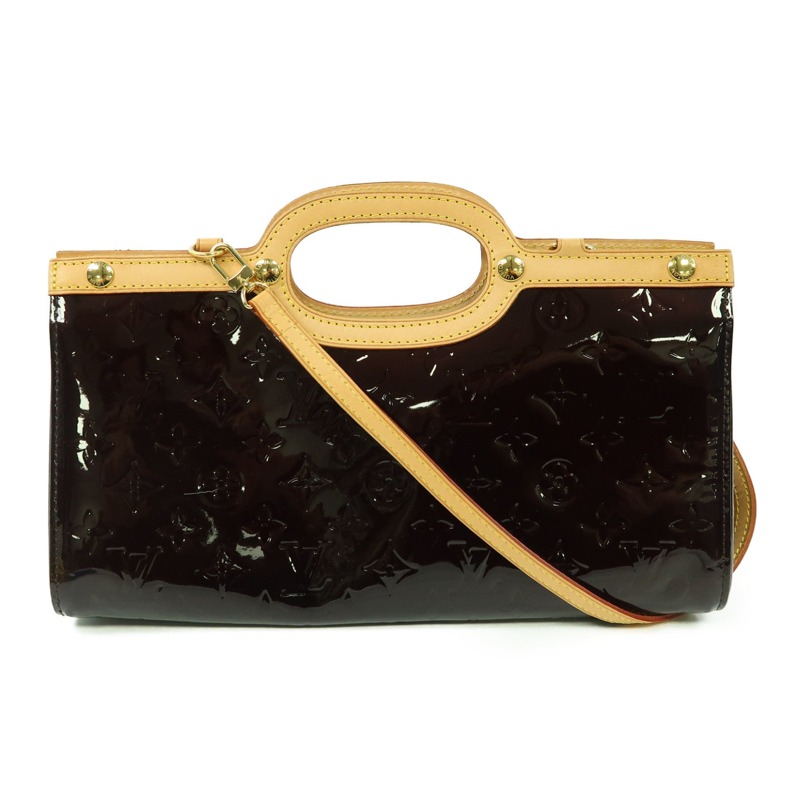 LOUIS VUITTON Monogram Vernis Roxbury Drive金扣手挽肩背兩用袋酒紅色