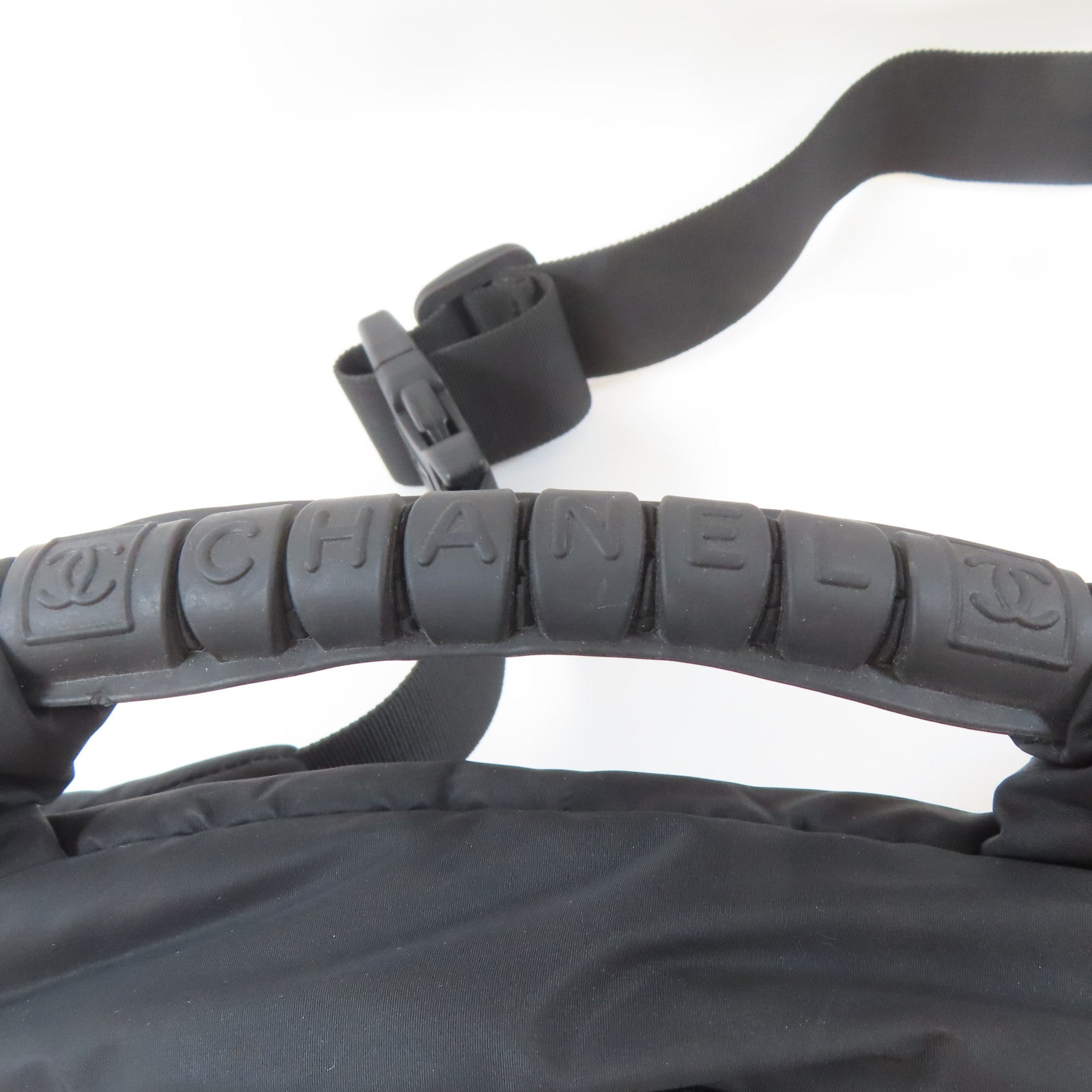 CHANEL 尼龍Waist Bag銀扣腰包黑色