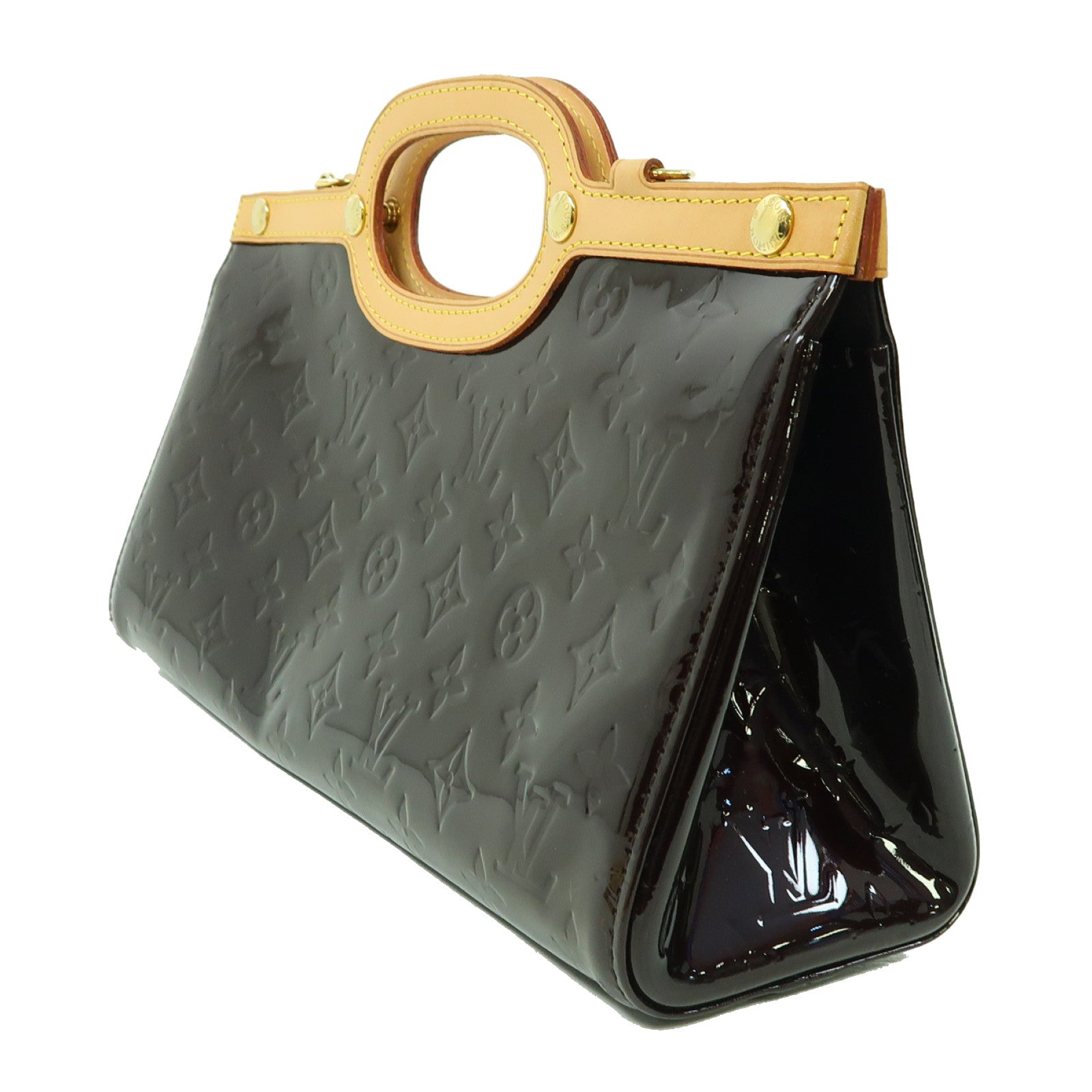 LOUIS VUITTON Monogram Vernis Roxbury Drive金扣手挽肩背兩用袋酒紅色