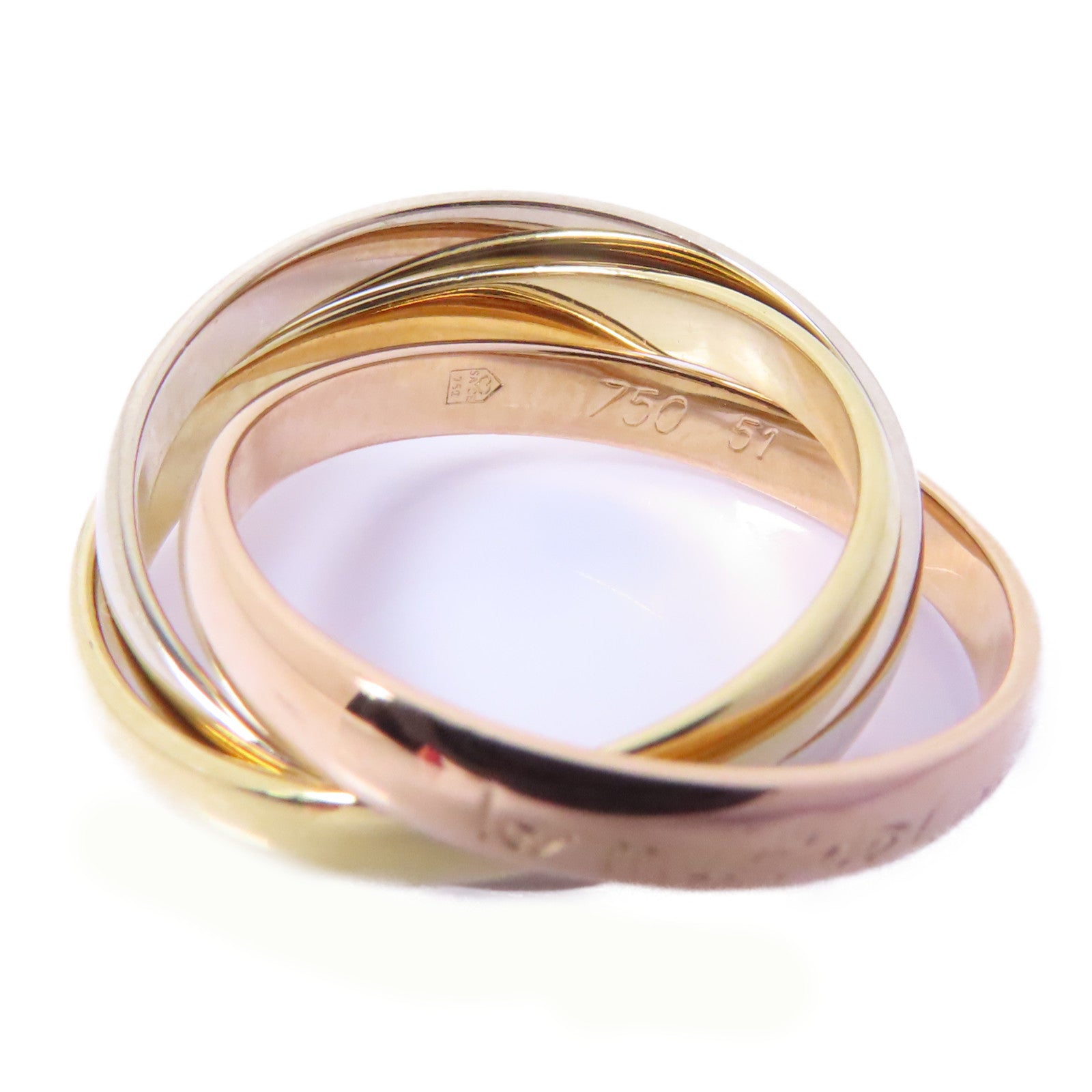 CARTIER 18K黃金/白金/玫瑰金Les Must De Trinity戒指Cartier#51/US#5.75