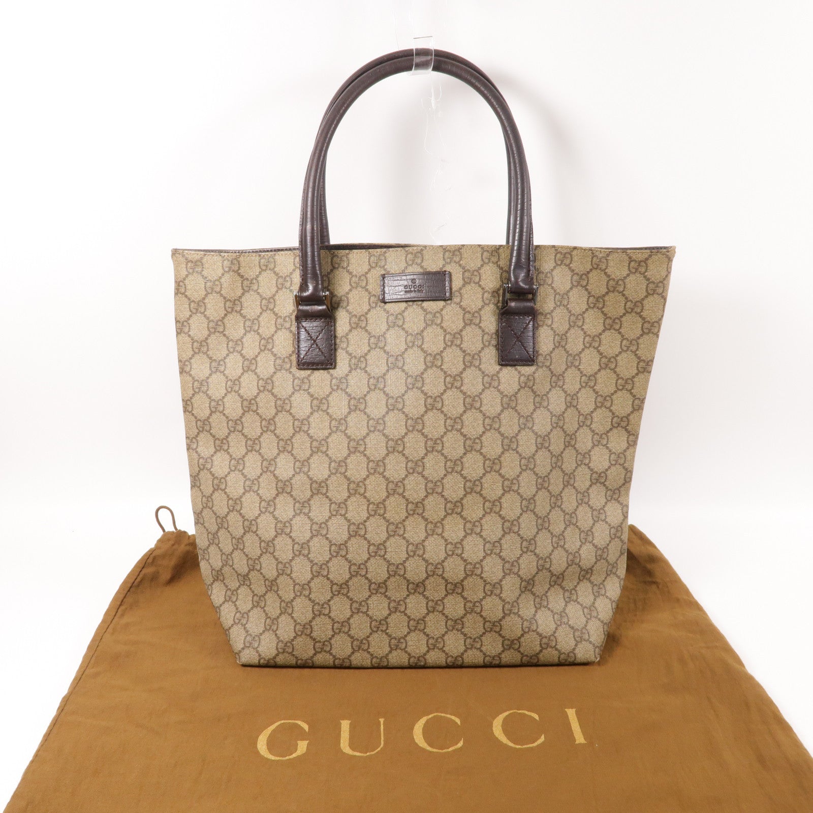 GUCCI 塗層帆布Hand Bag銀扣手挽袋啡色
