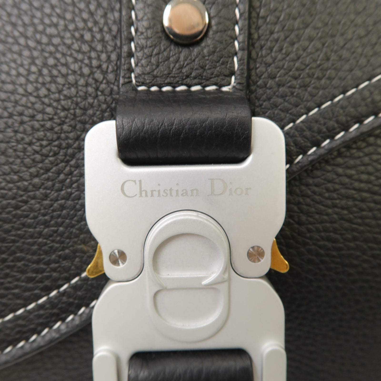 Dior 牛皮皮革Saddle A4 Pouch銀扣手拿包黑色
