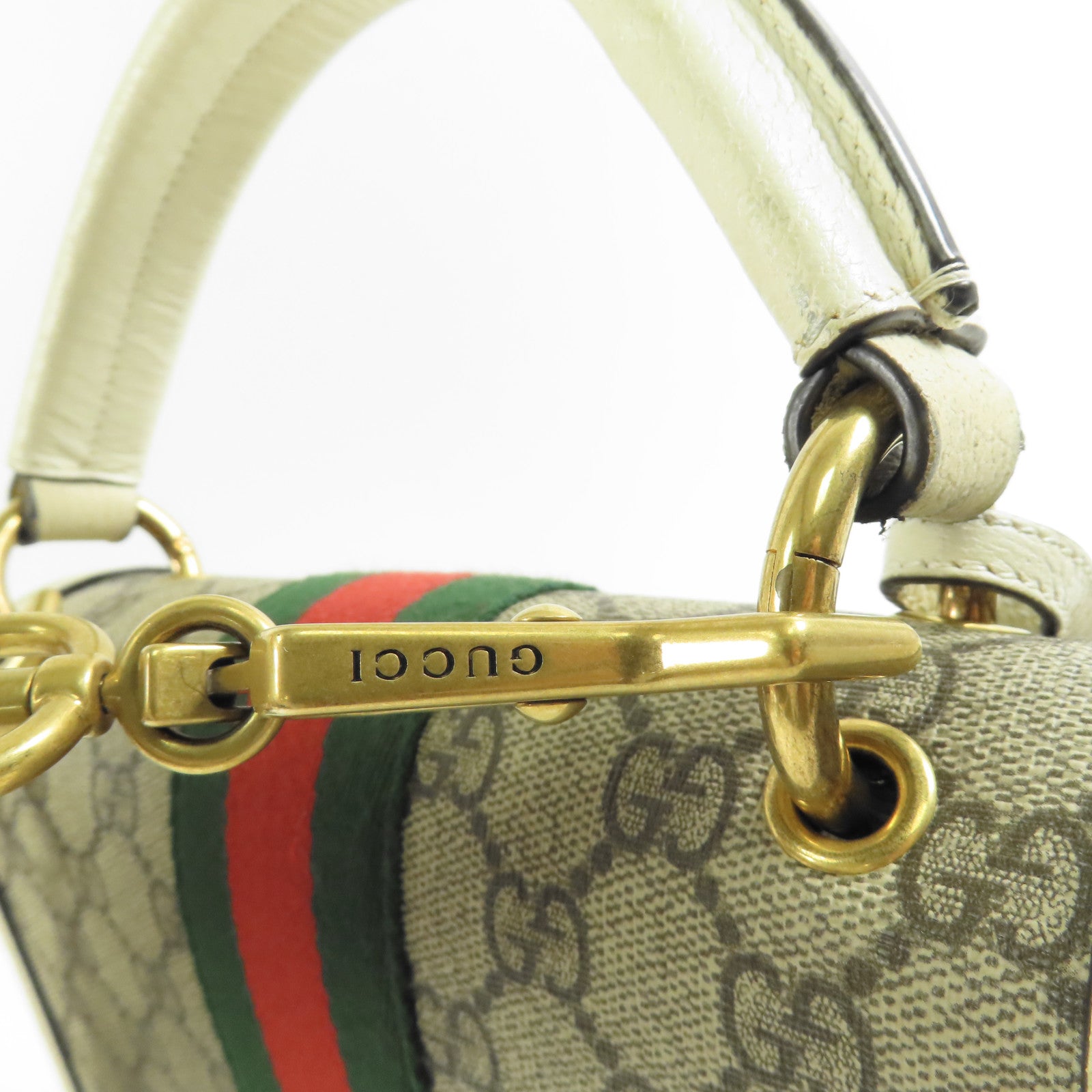 GUCCI 塗層帆布/皮革Queen Margaret金扣手挽肩背兩用袋