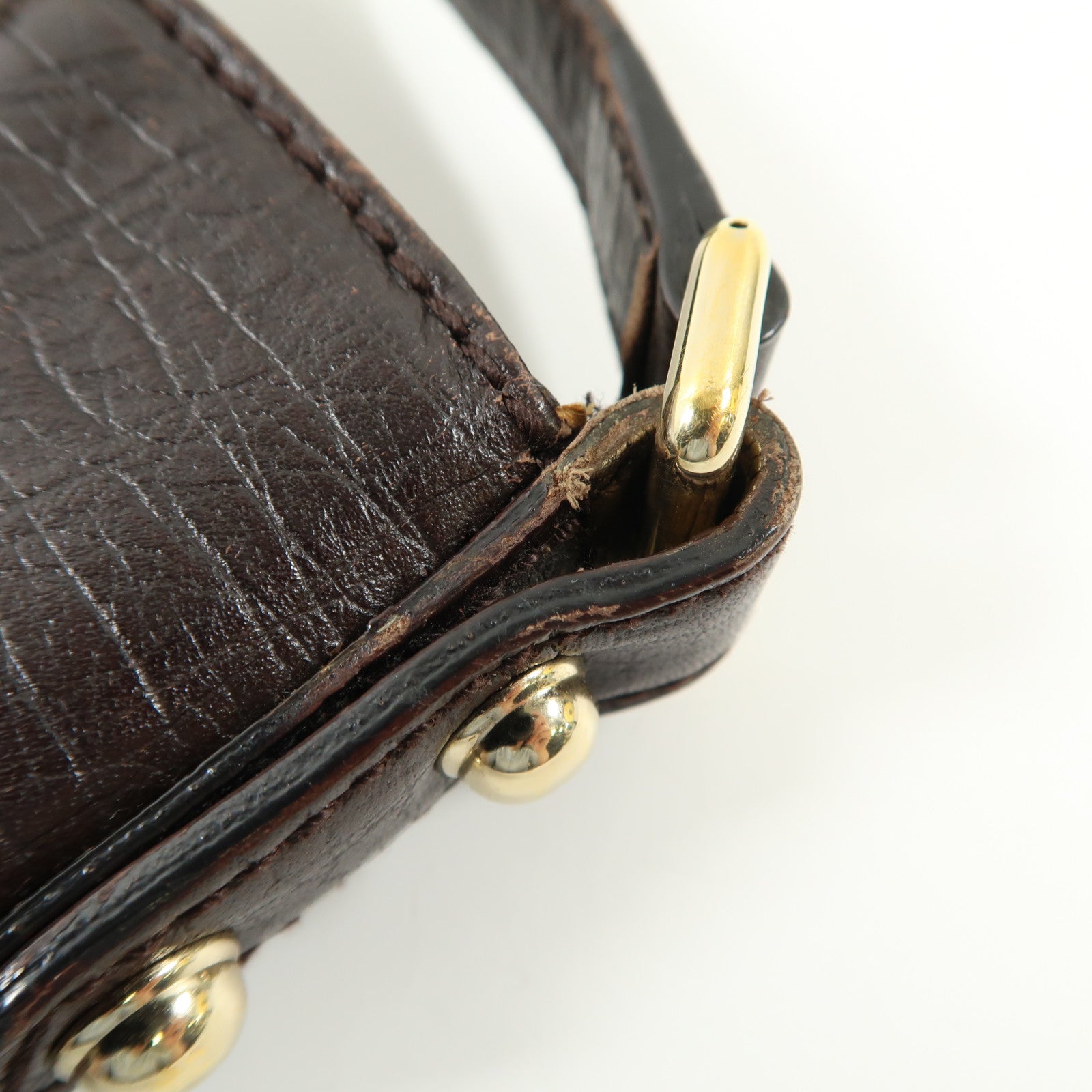 GUCCI 帆布Horsebit Bag金扣肩背袋啡色
