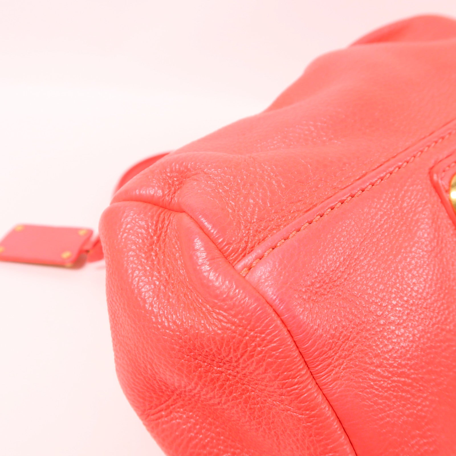 MARC JACOBS 牛皮皮革2 Way Shoulder金扣手挽肩背兩用袋熒光粉紅色