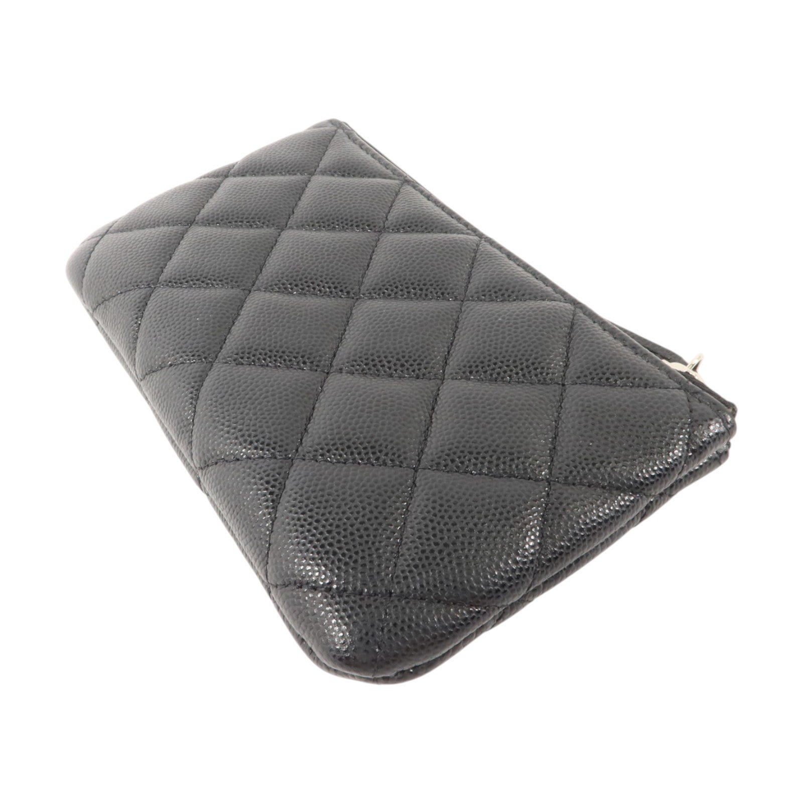 CHANEL 牛皮皮革Mini O Case Zip Pouch銀扣小袋