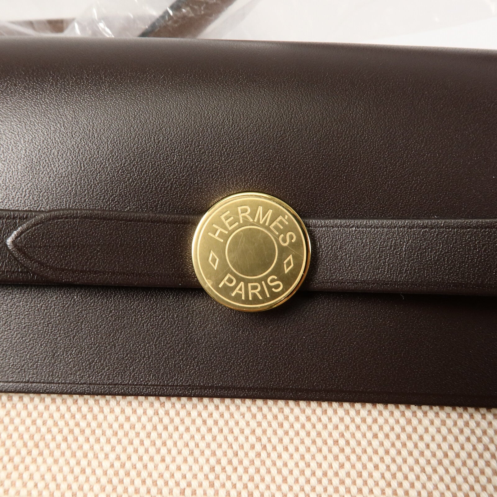 HERMES Toile H帆布Mini Herbag肩背袋Ebene