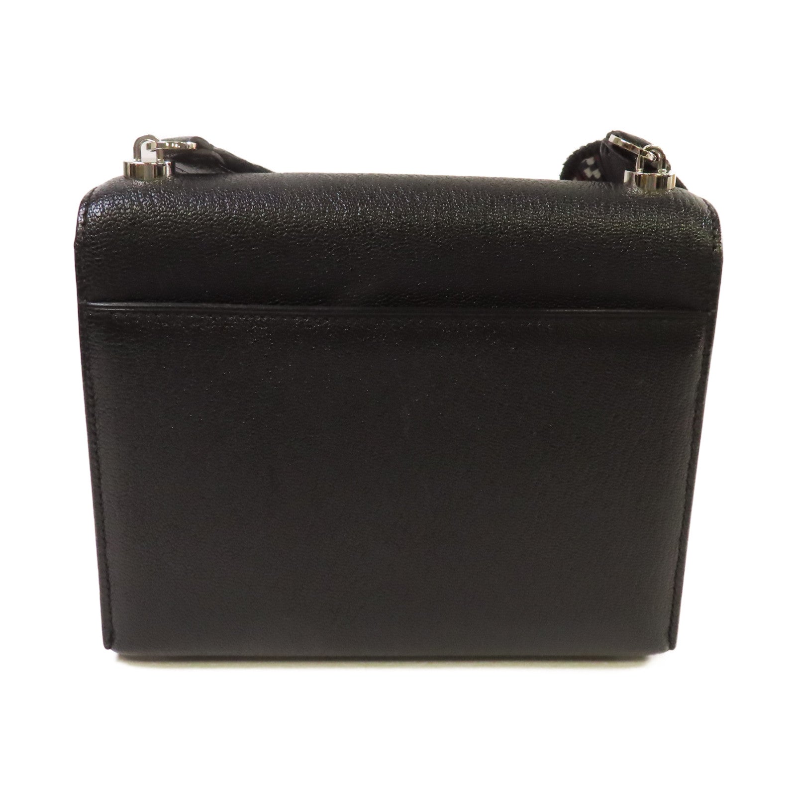 HERMES Chevre皮革Mini Verrou One Shoulder Bag銀扣肩背袋89 Noir黑色