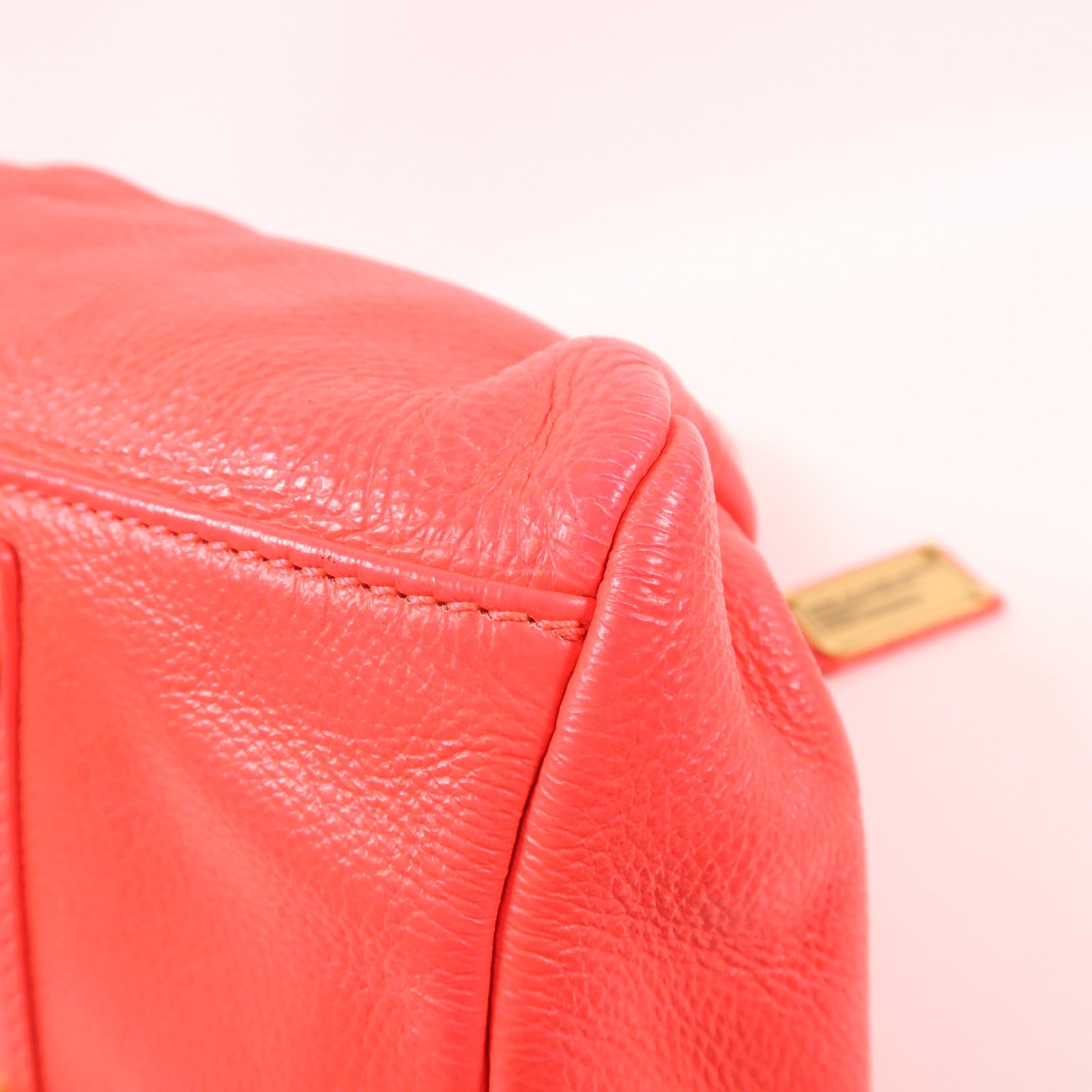 MARC JACOBS 牛皮皮革2 Way Shoulder金扣手挽肩背兩用袋熒光粉紅色